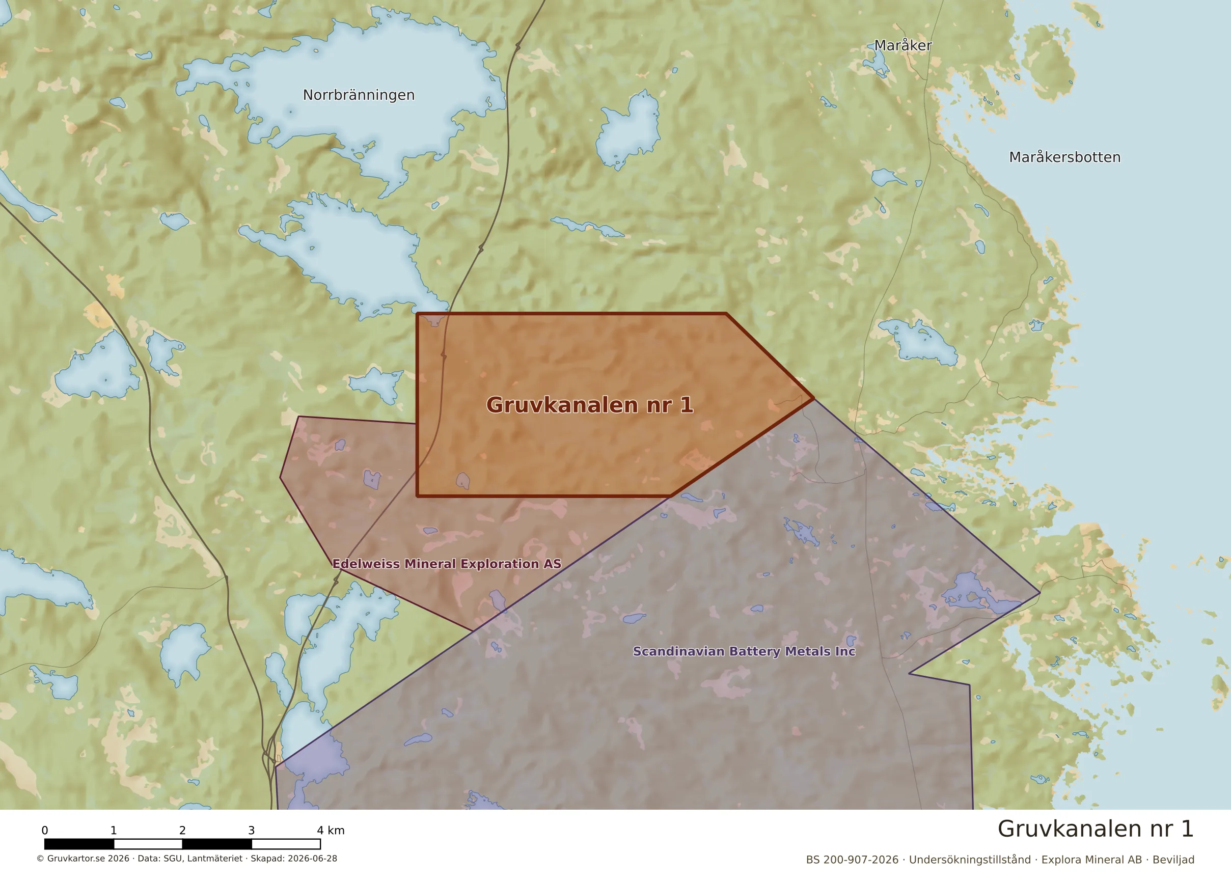 Närkarta över Gruvkanalen nr 1