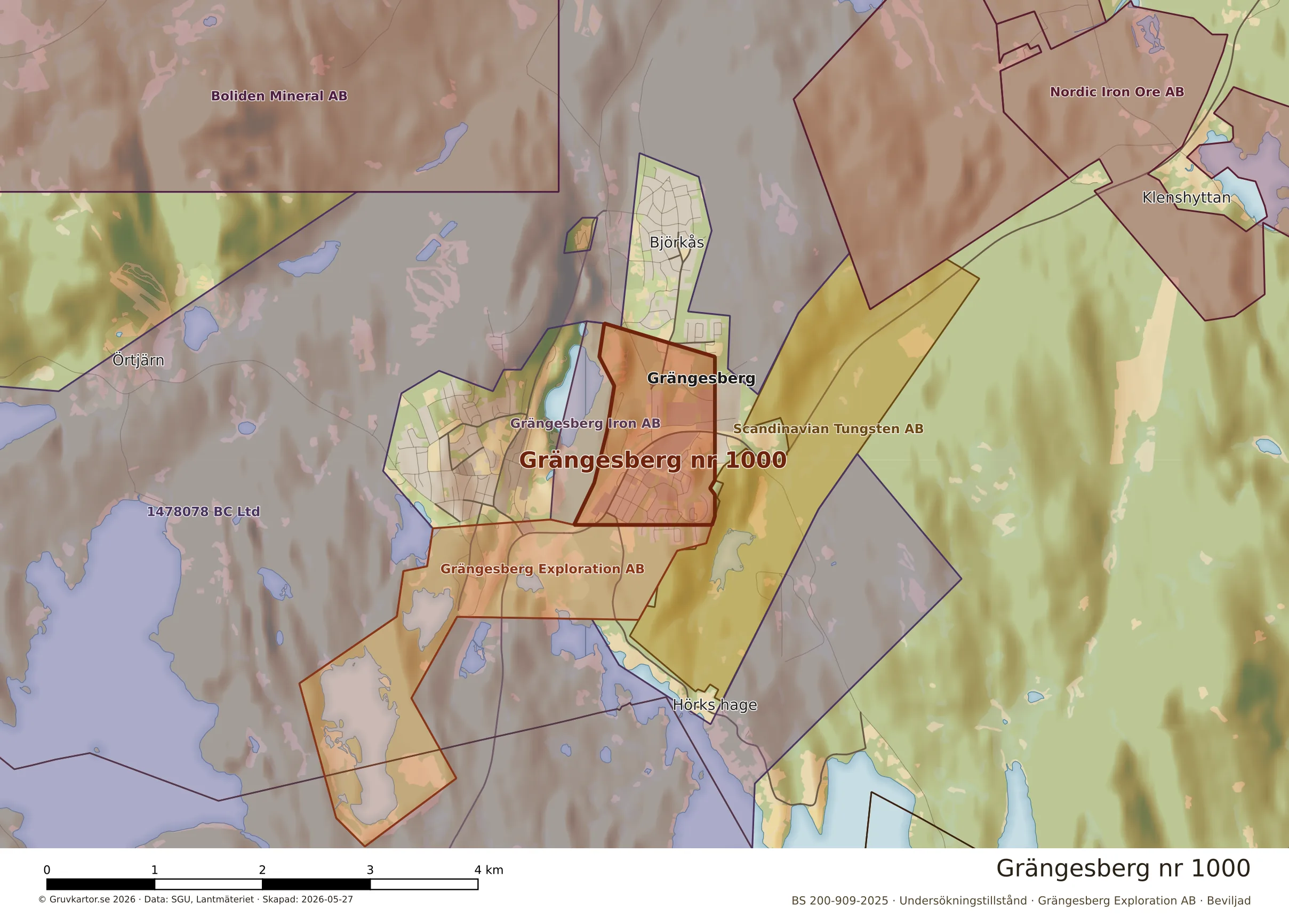 Närkarta över Grängesberg nr 1000