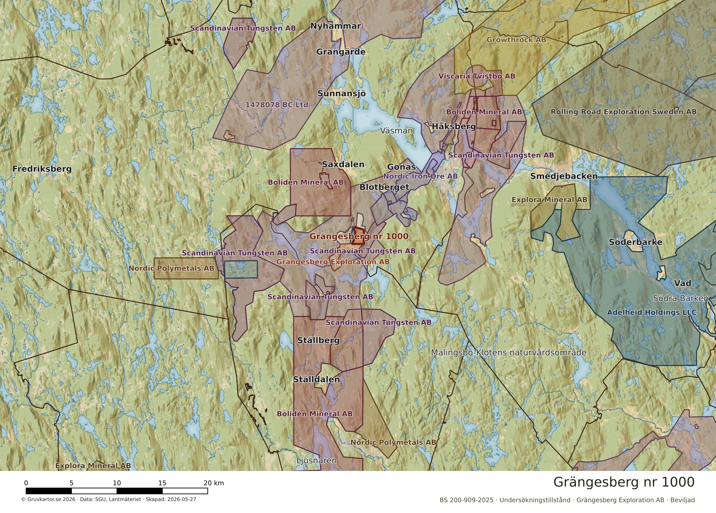 Översiktskarta över Grängesberg nr 1000 i sitt landskap