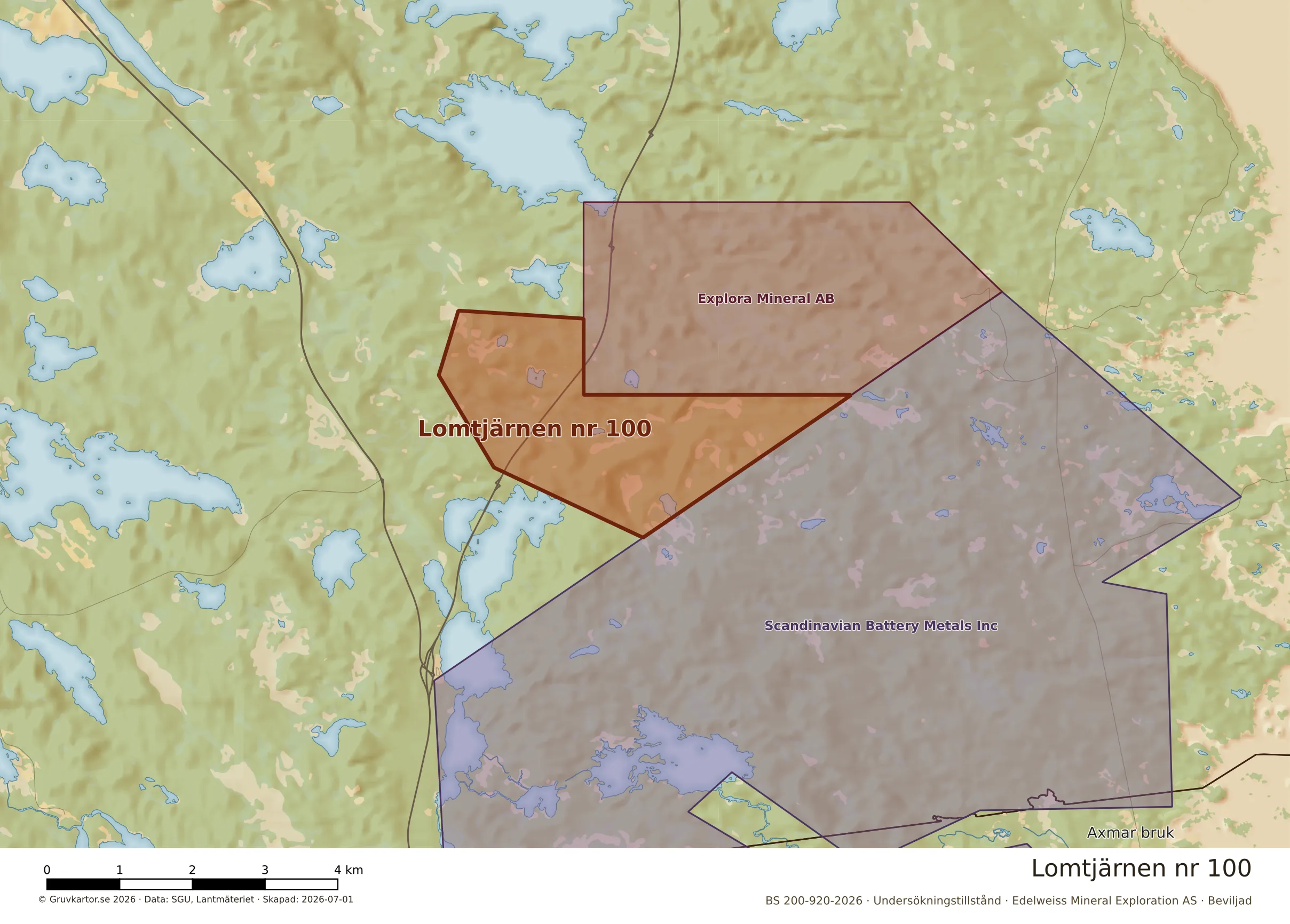 Närkarta över Lomtjärnen nr 100