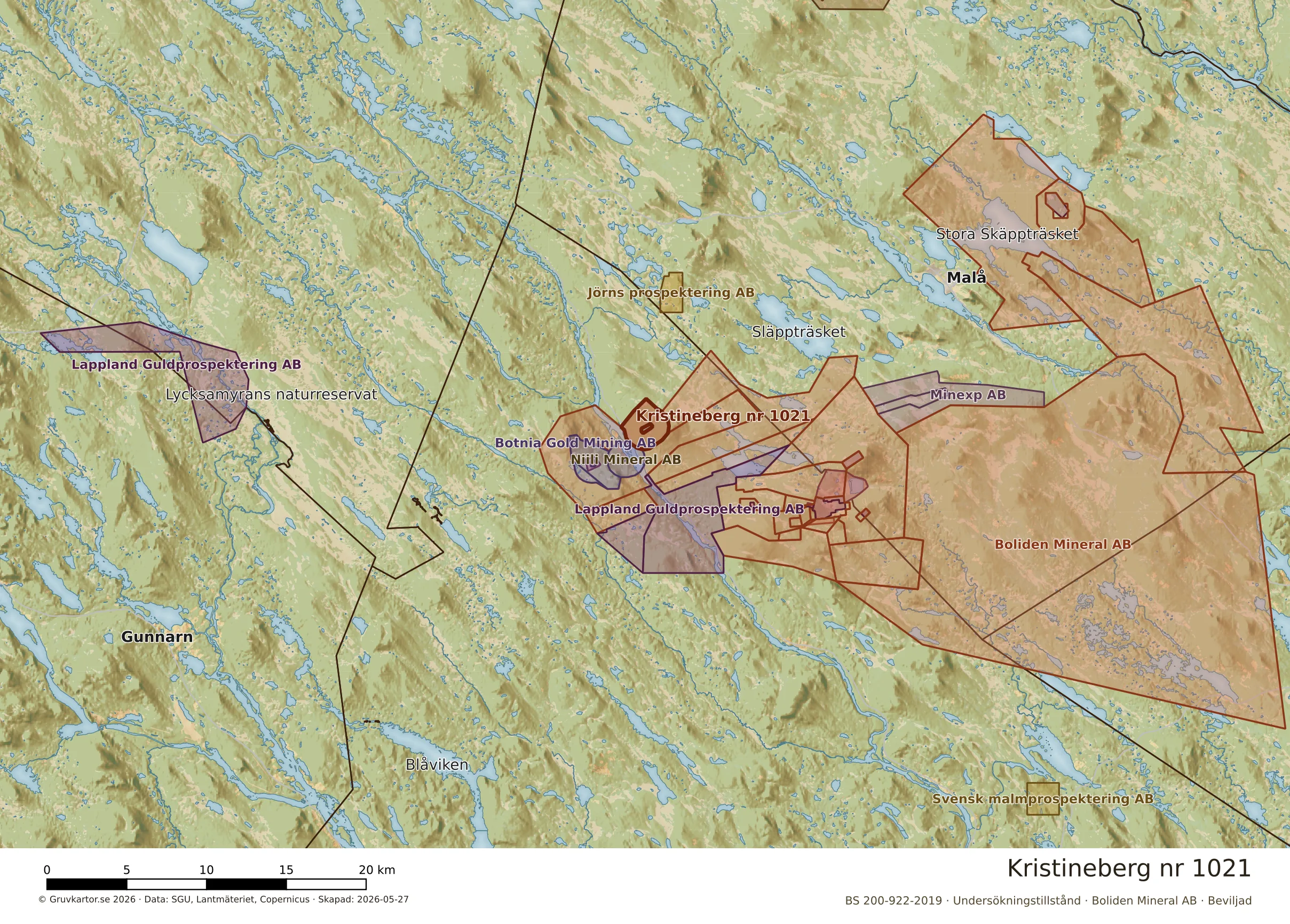 Översiktskarta över Kristineberg nr 1021 i sitt landskap
