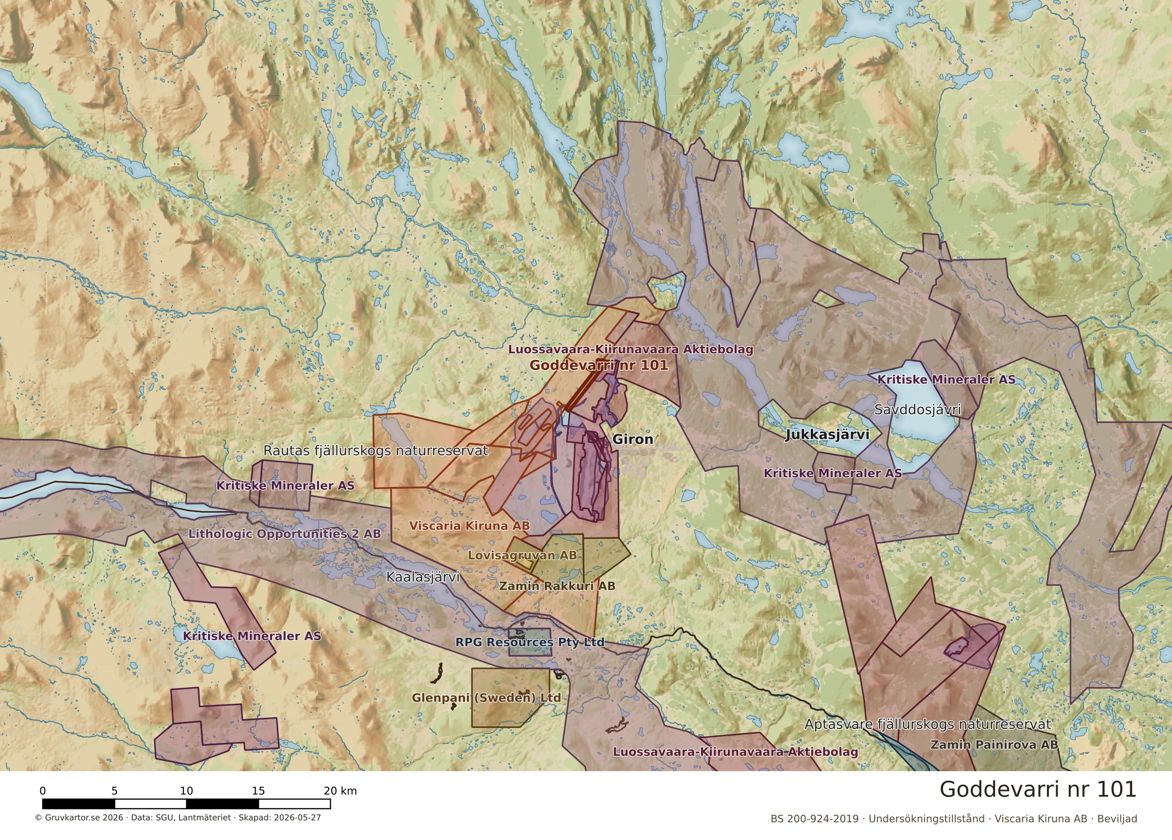 Översiktskarta över Goddevarri nr 101 i sitt landskap