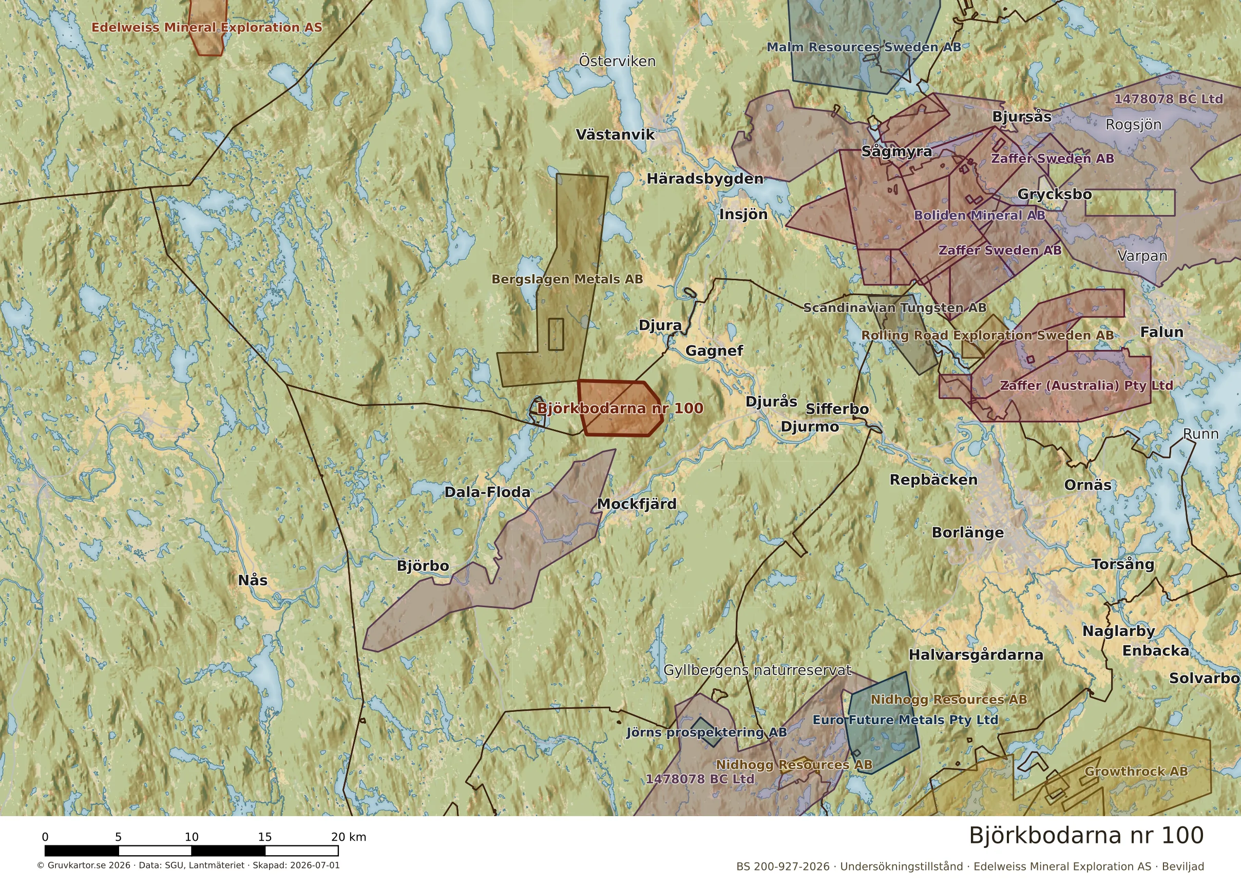 Översiktskarta över Björkbodarna nr 100 i sitt landskap