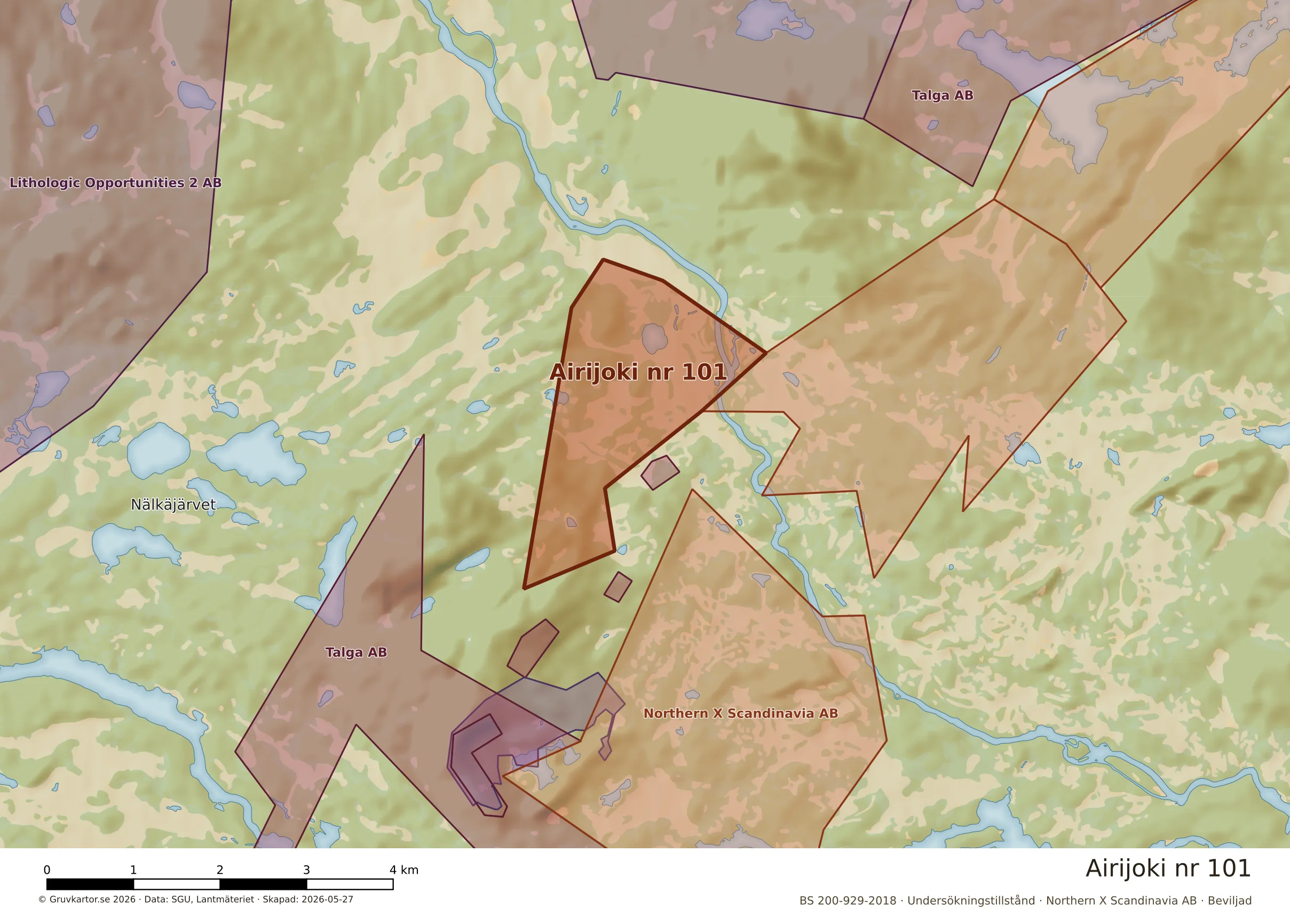 Närkarta över Airijoki nr 101