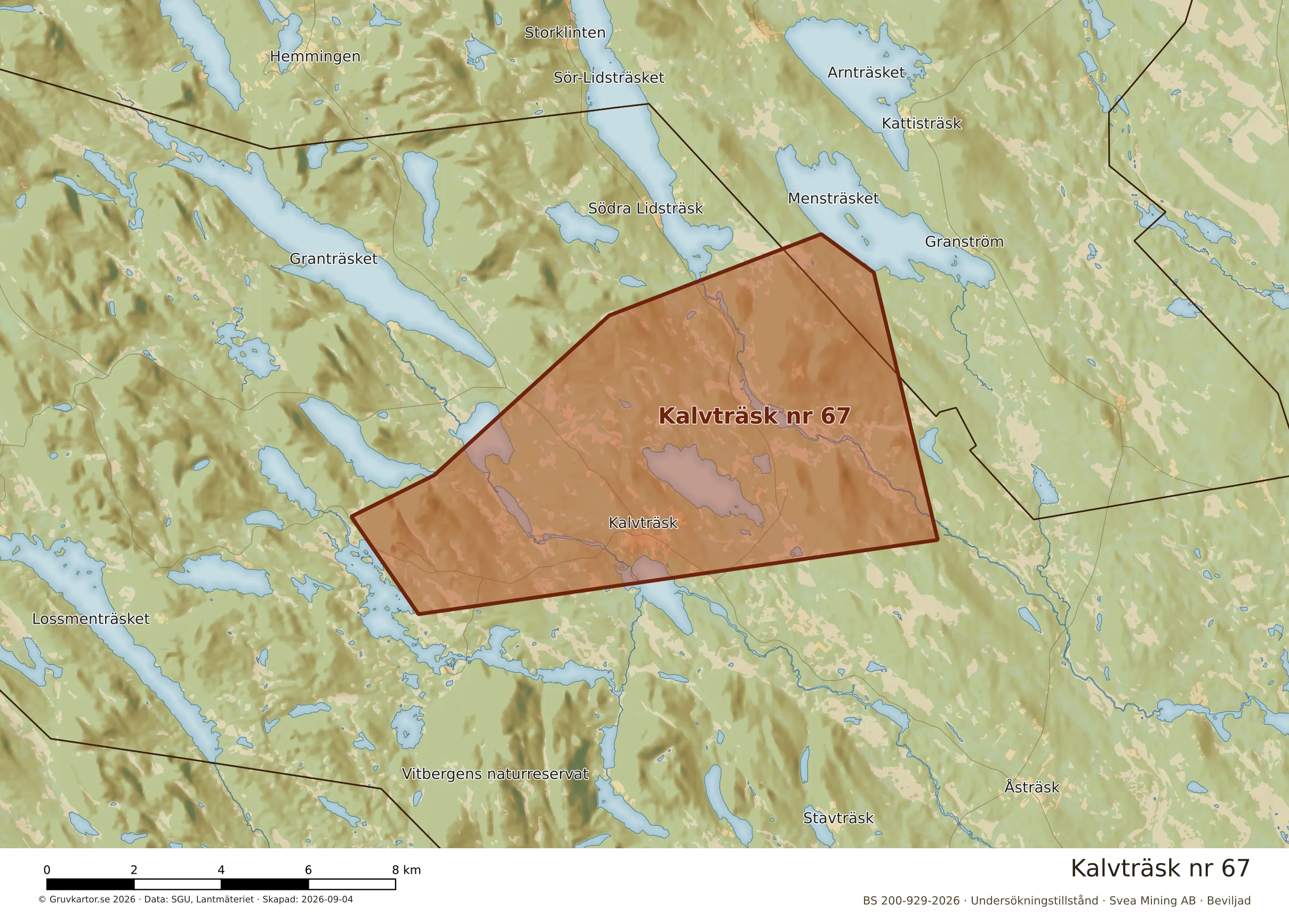 Närkarta över Kalvträsk nr 67