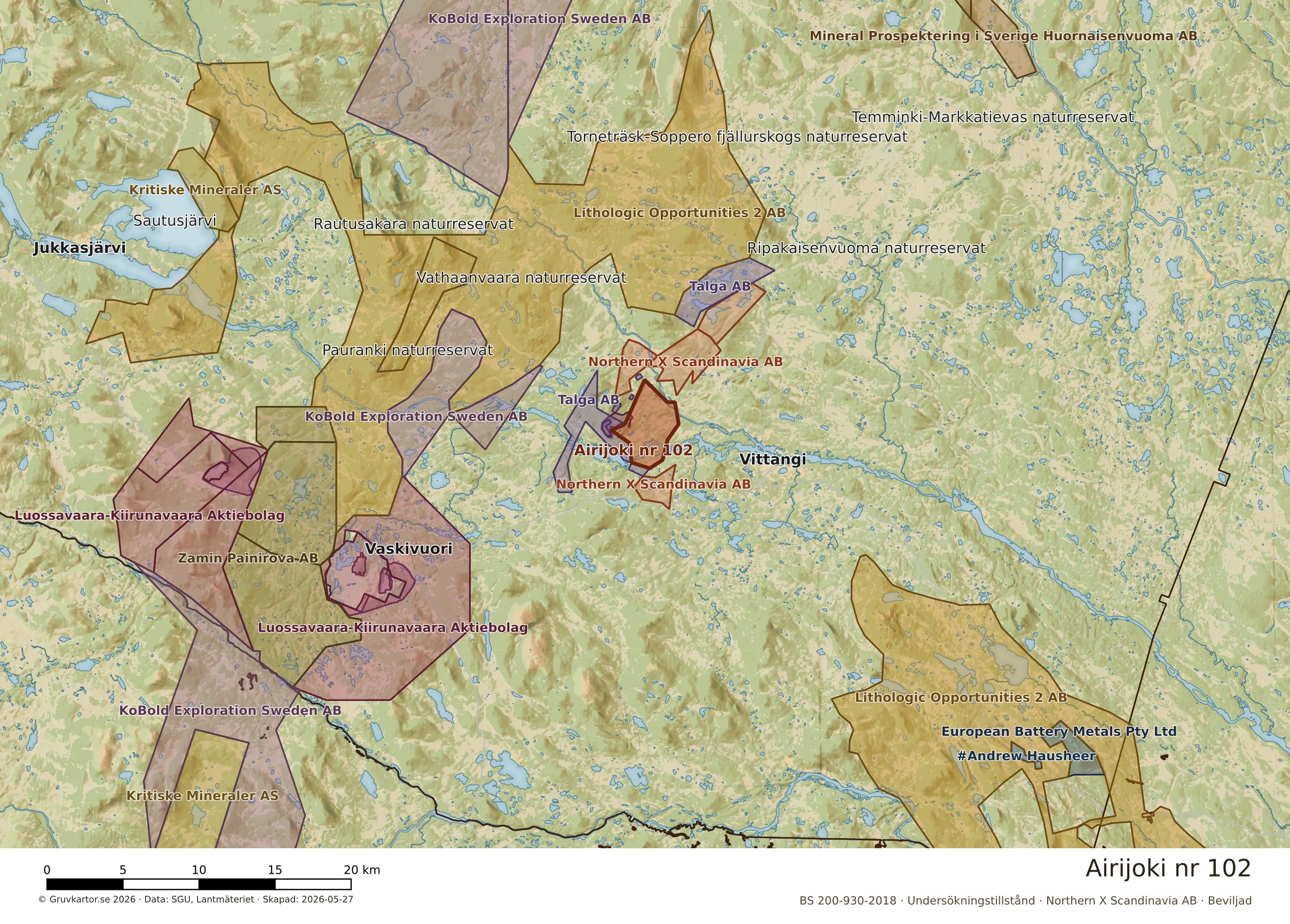 Översiktskarta över Airijoki nr 102 i sitt landskap