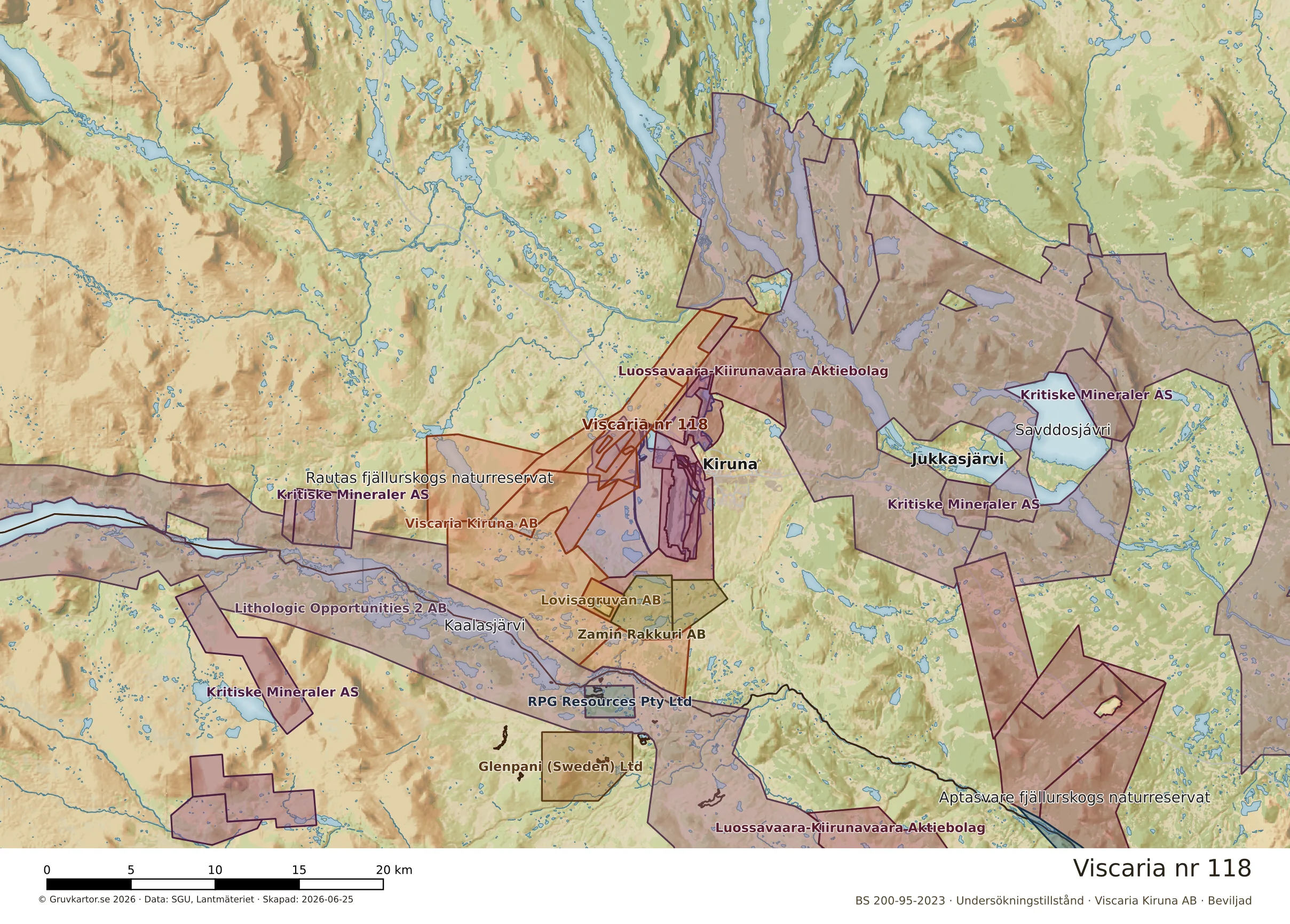 Översiktskarta över Viscaria nr 118 i sitt landskap