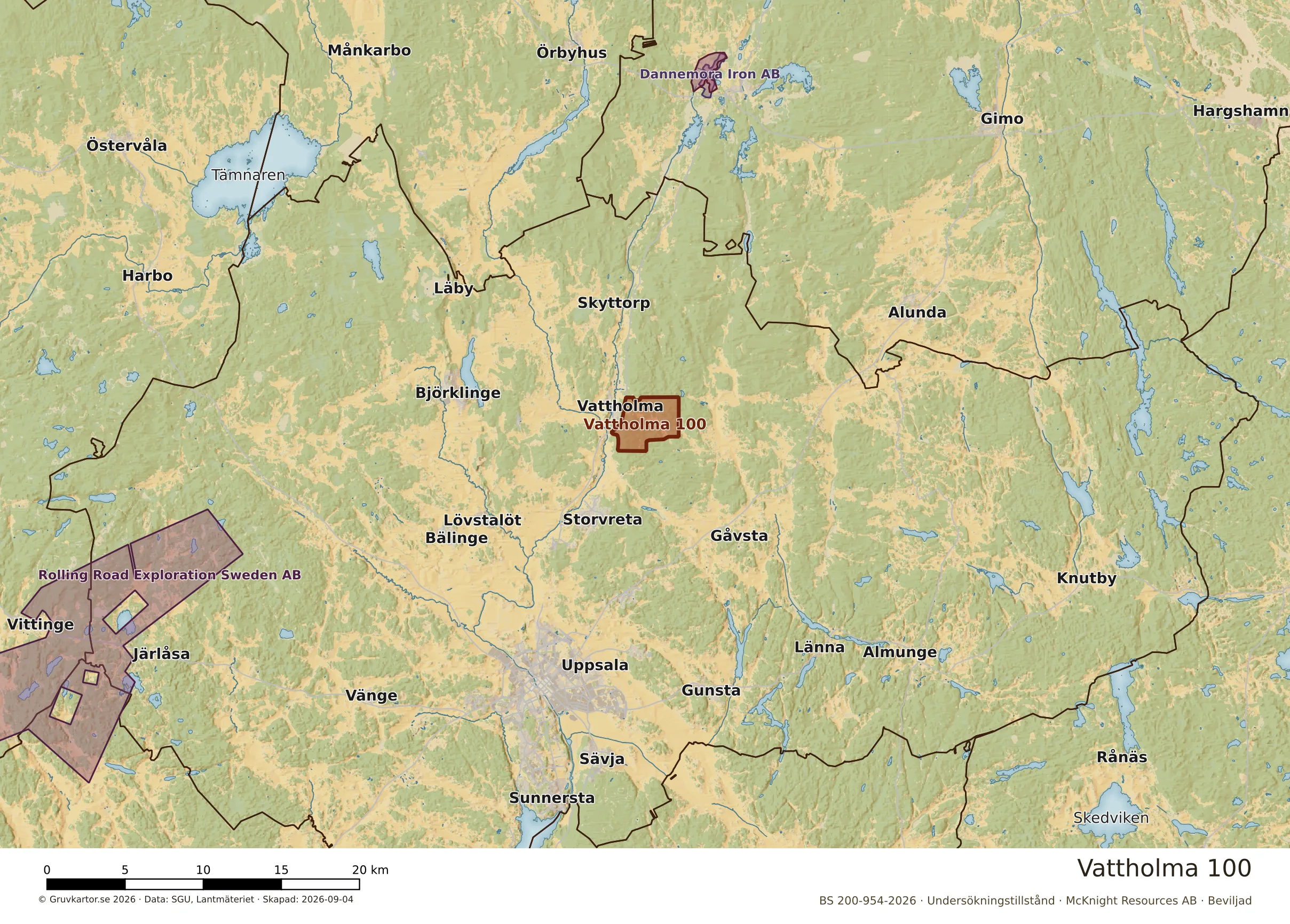 Översiktskarta över Vattholma 100 i sitt landskap