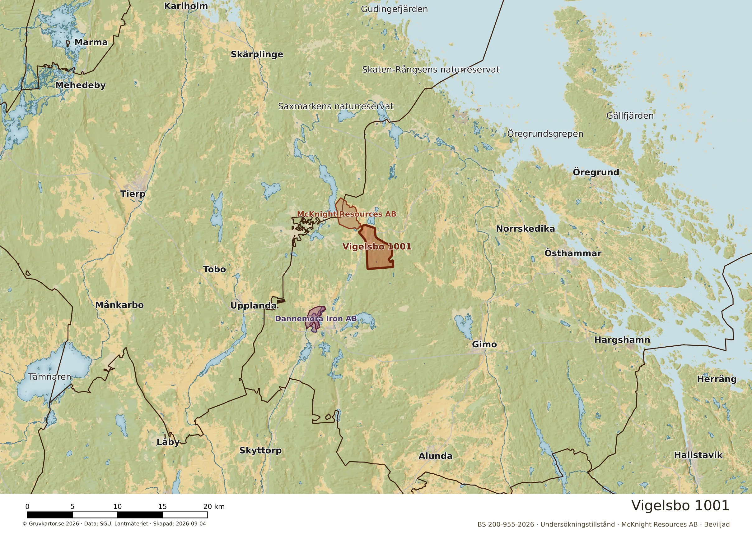 Översiktskarta över Vigelsbo 1001 i sitt landskap