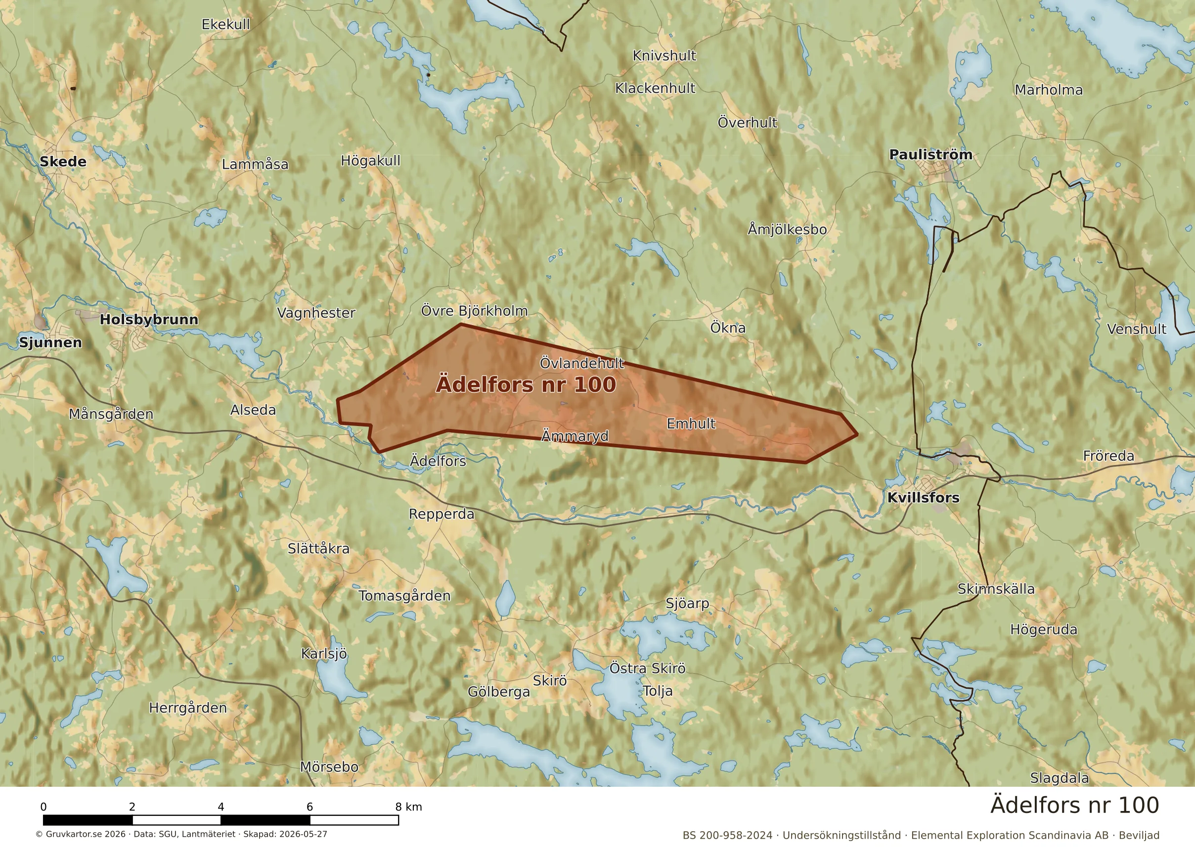 Närkarta över Ädelfors nr 100