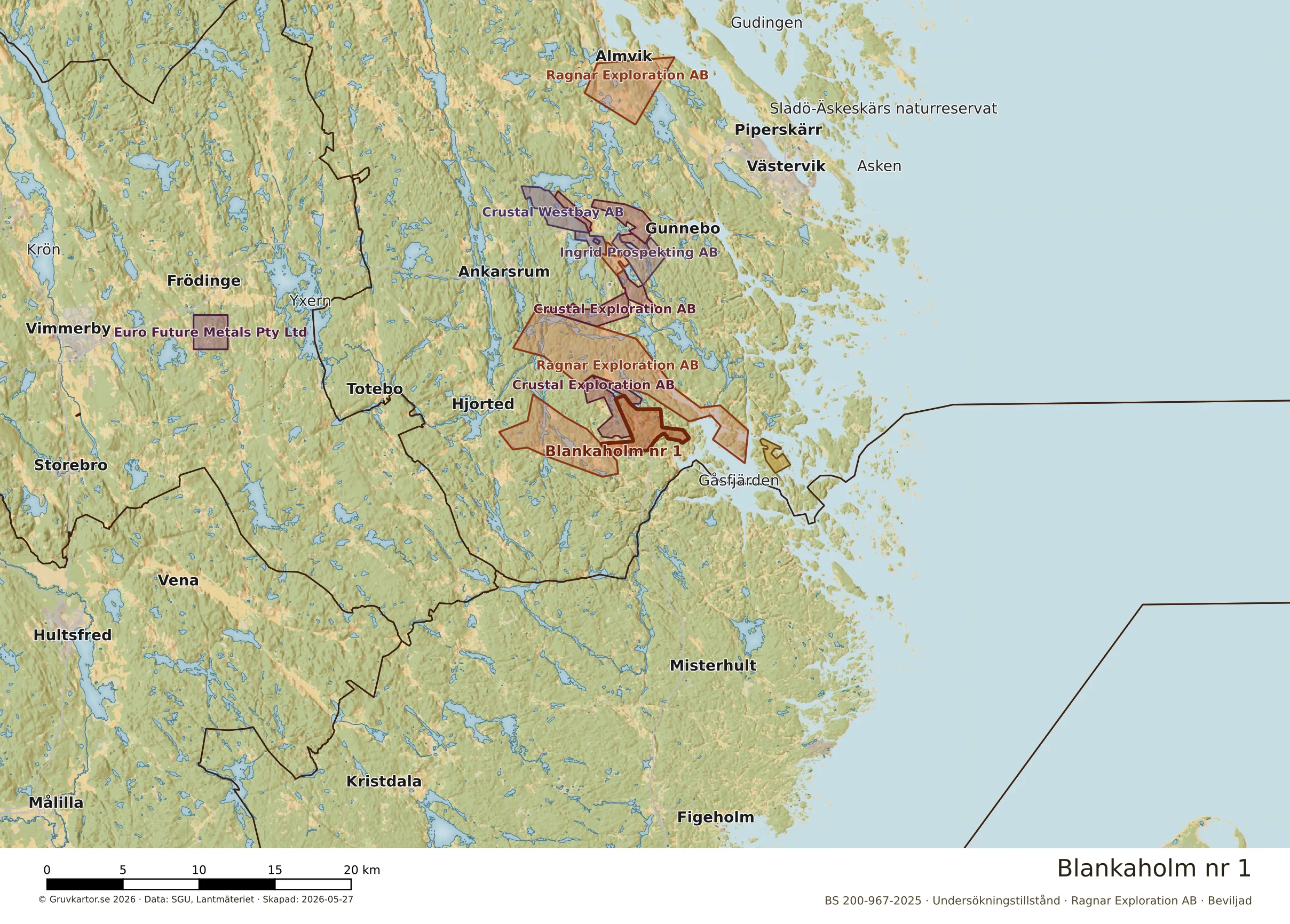 Översiktskarta över Blankaholm nr 1 i sitt landskap