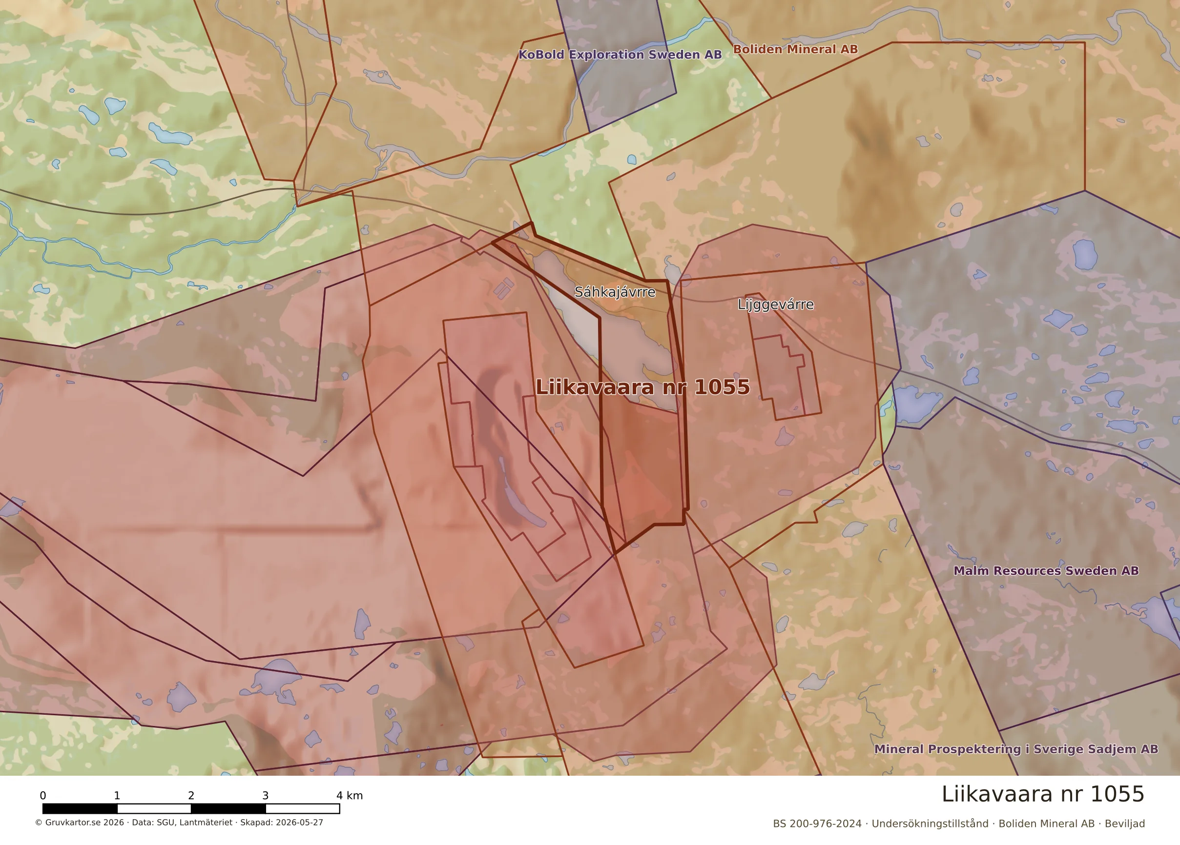 Närkarta över Liikavaara nr 1055