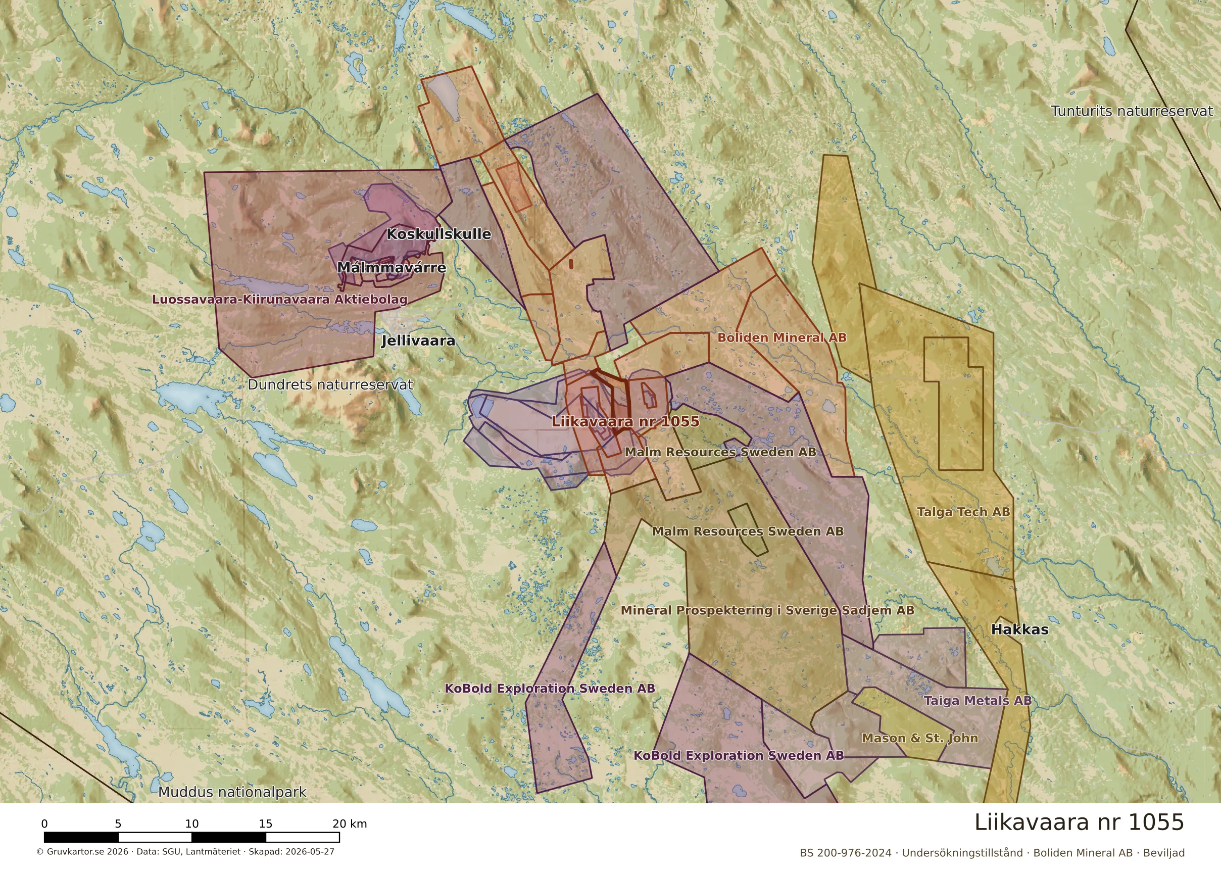 Översiktskarta över Liikavaara nr 1055 i sitt landskap