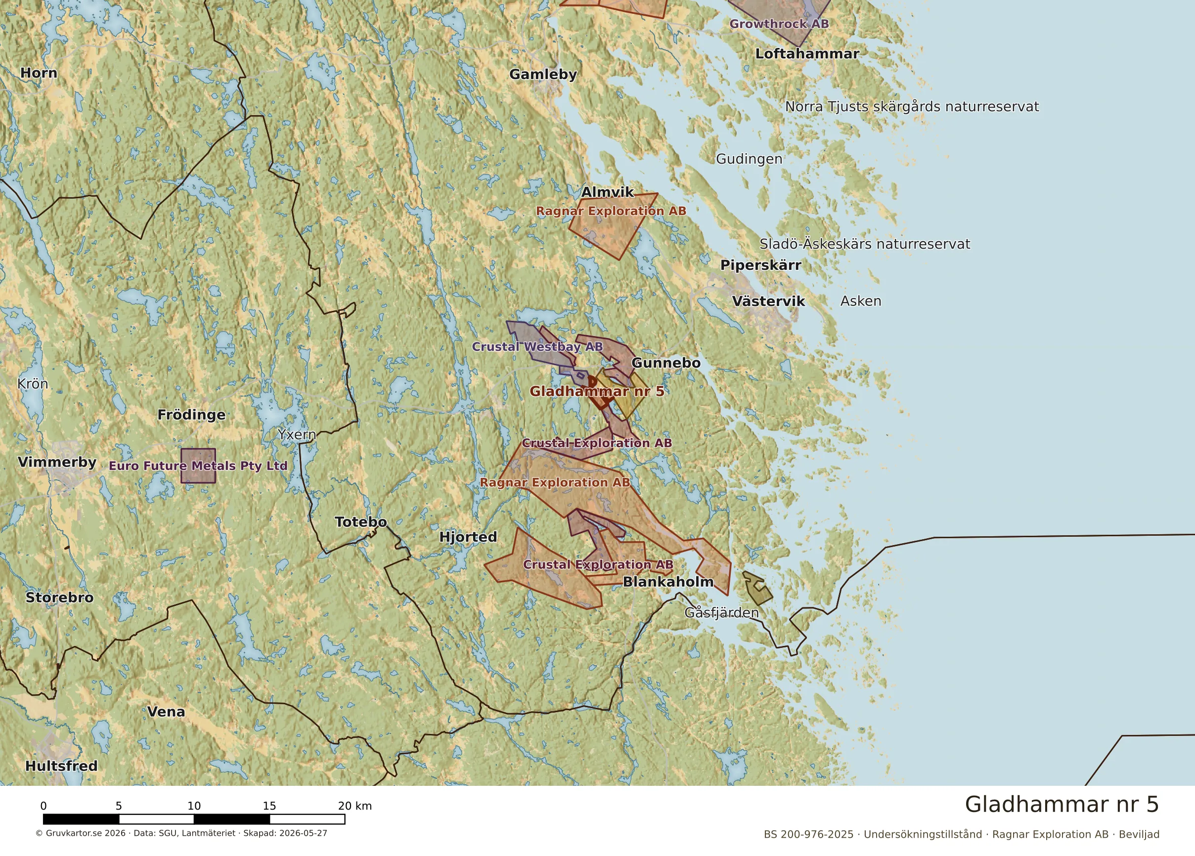 Översiktskarta över Gladhammar nr 5 i sitt landskap