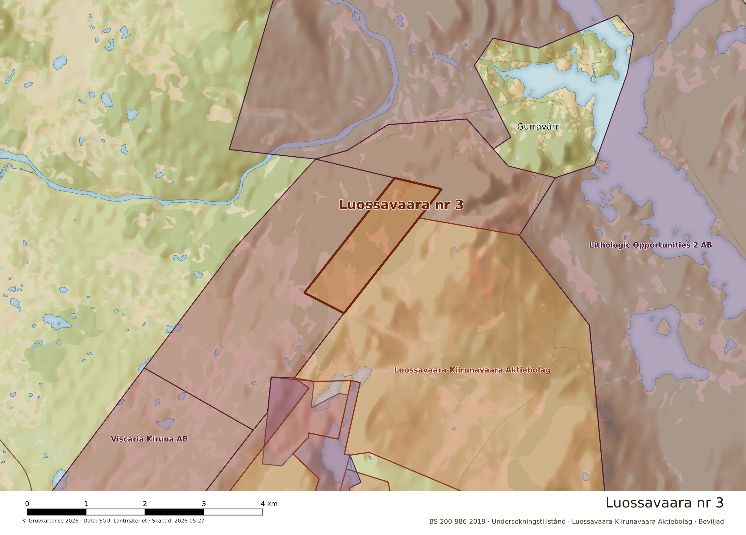 Närkarta över Luossavaara nr 3