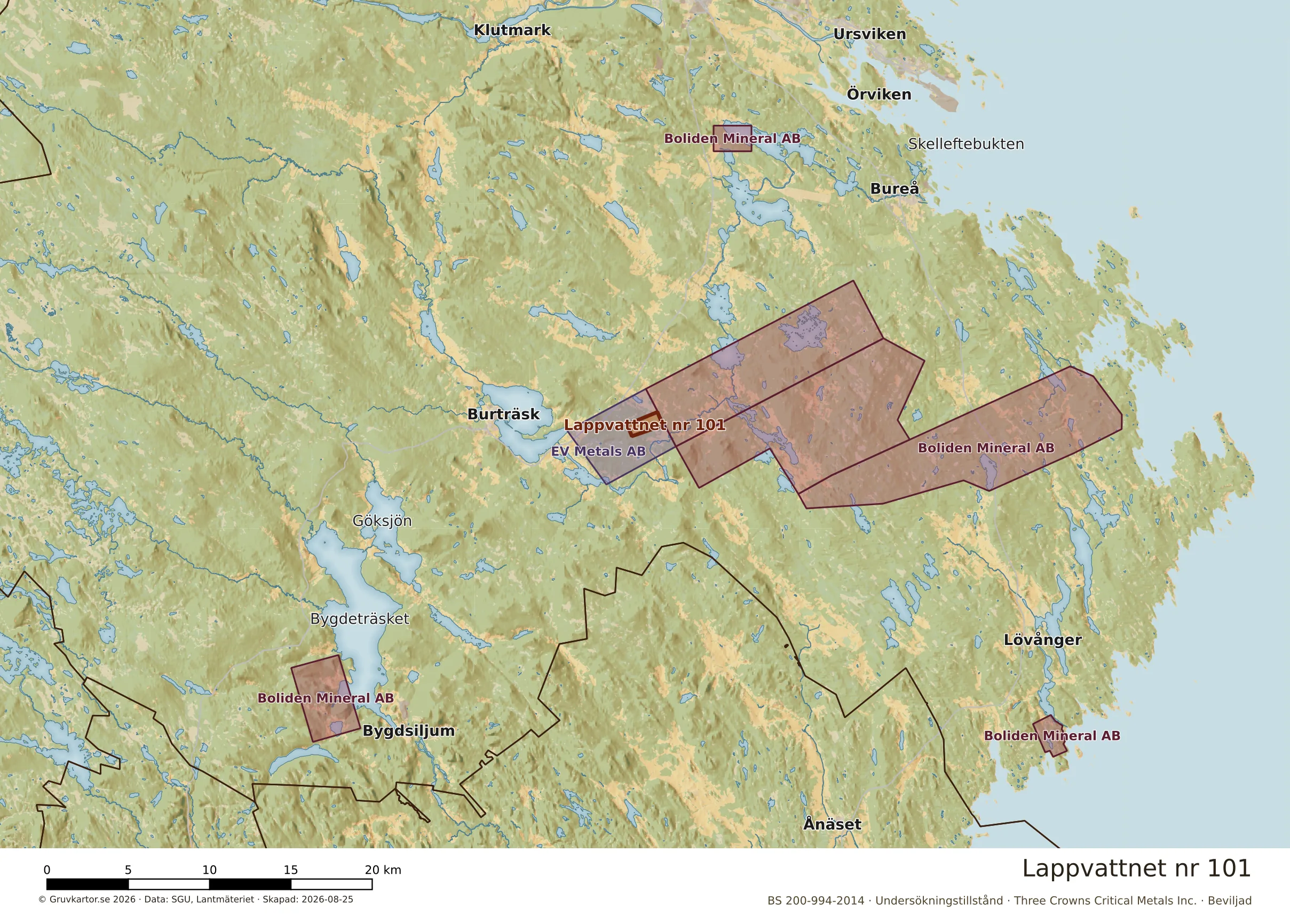 Översiktskarta över Lappvattnet nr 101 i sitt landskap