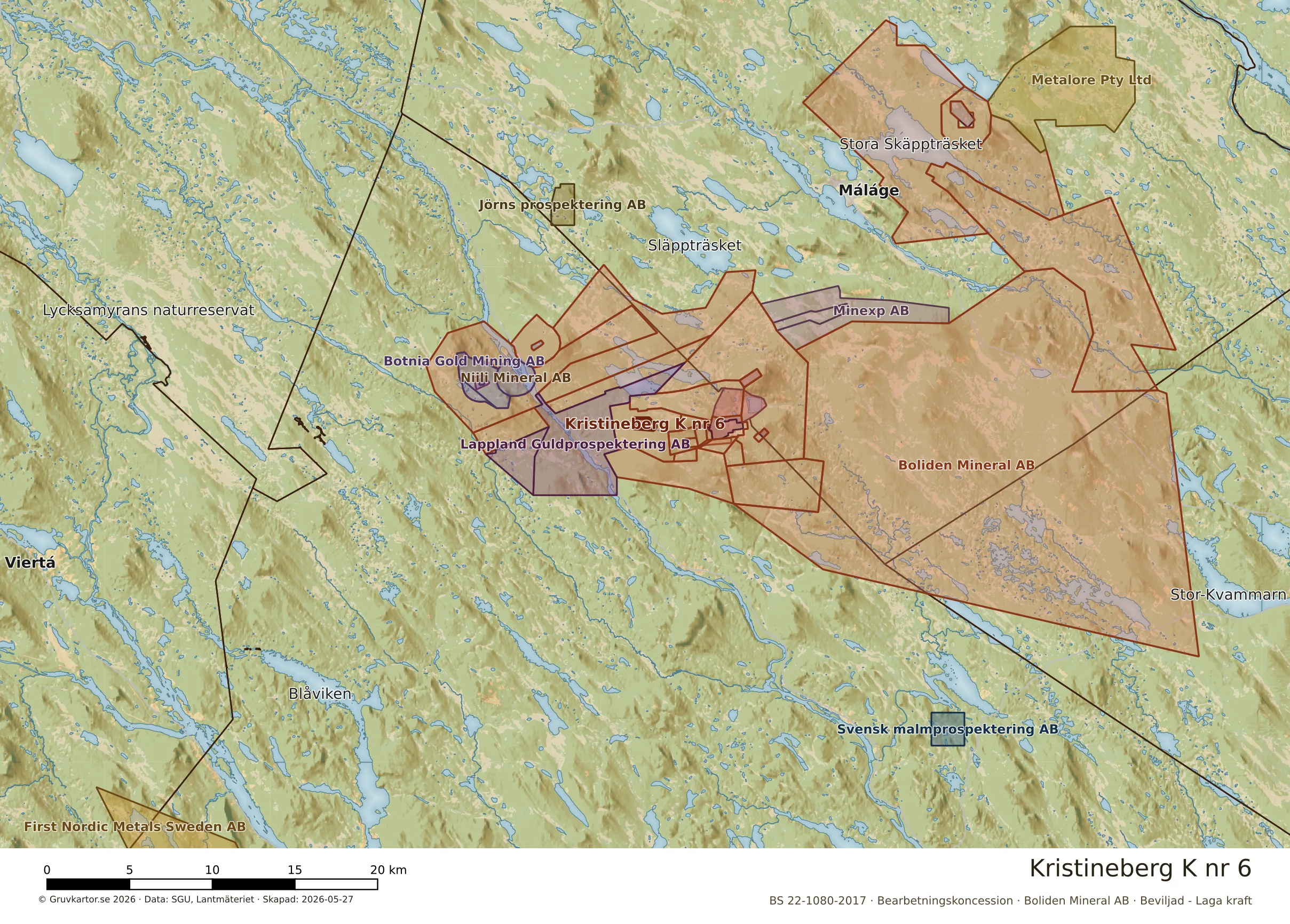 Översiktskarta över Kristineberg K nr 6 i sitt landskap