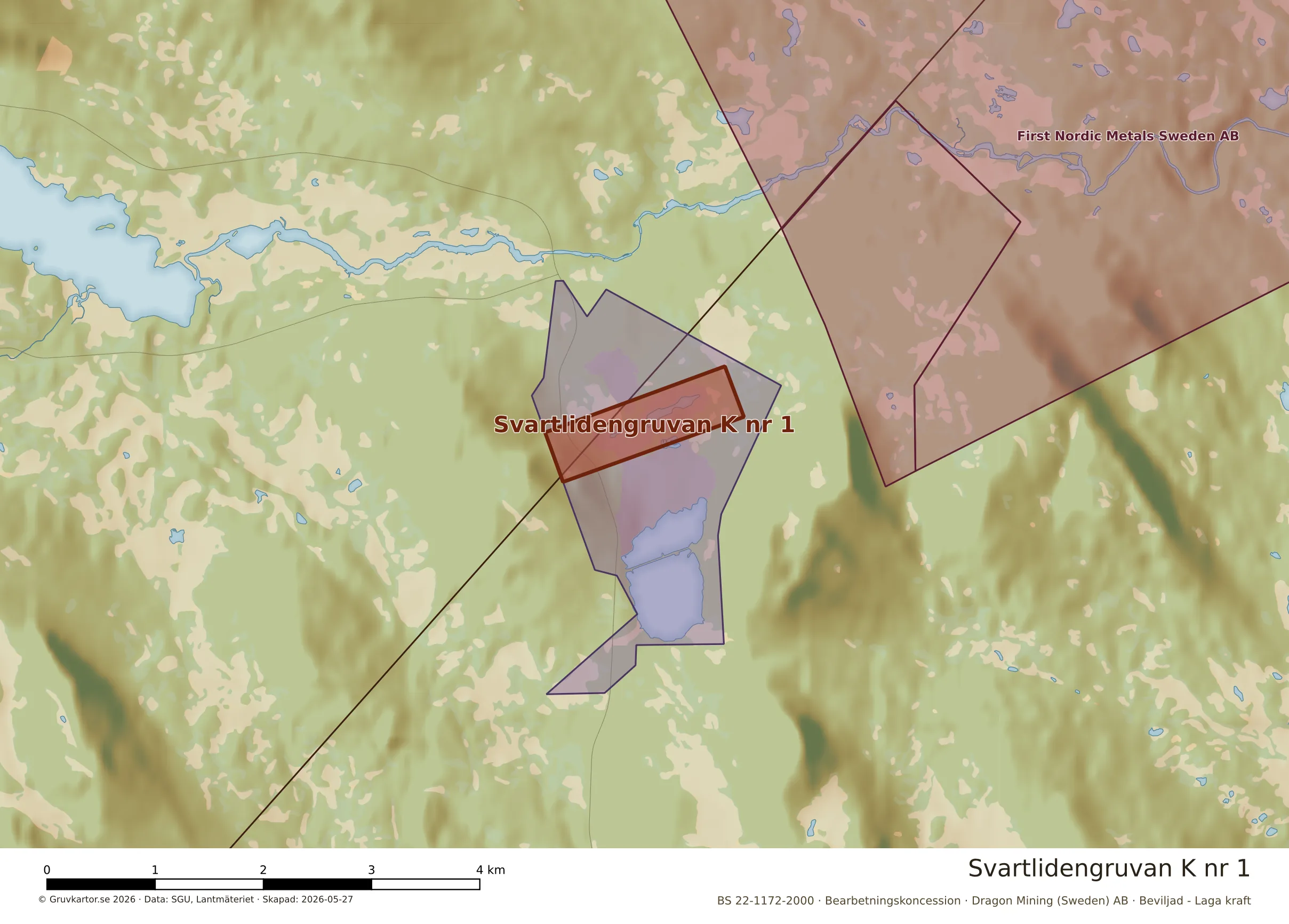 Närkarta över Svartlidengruvan K nr 1