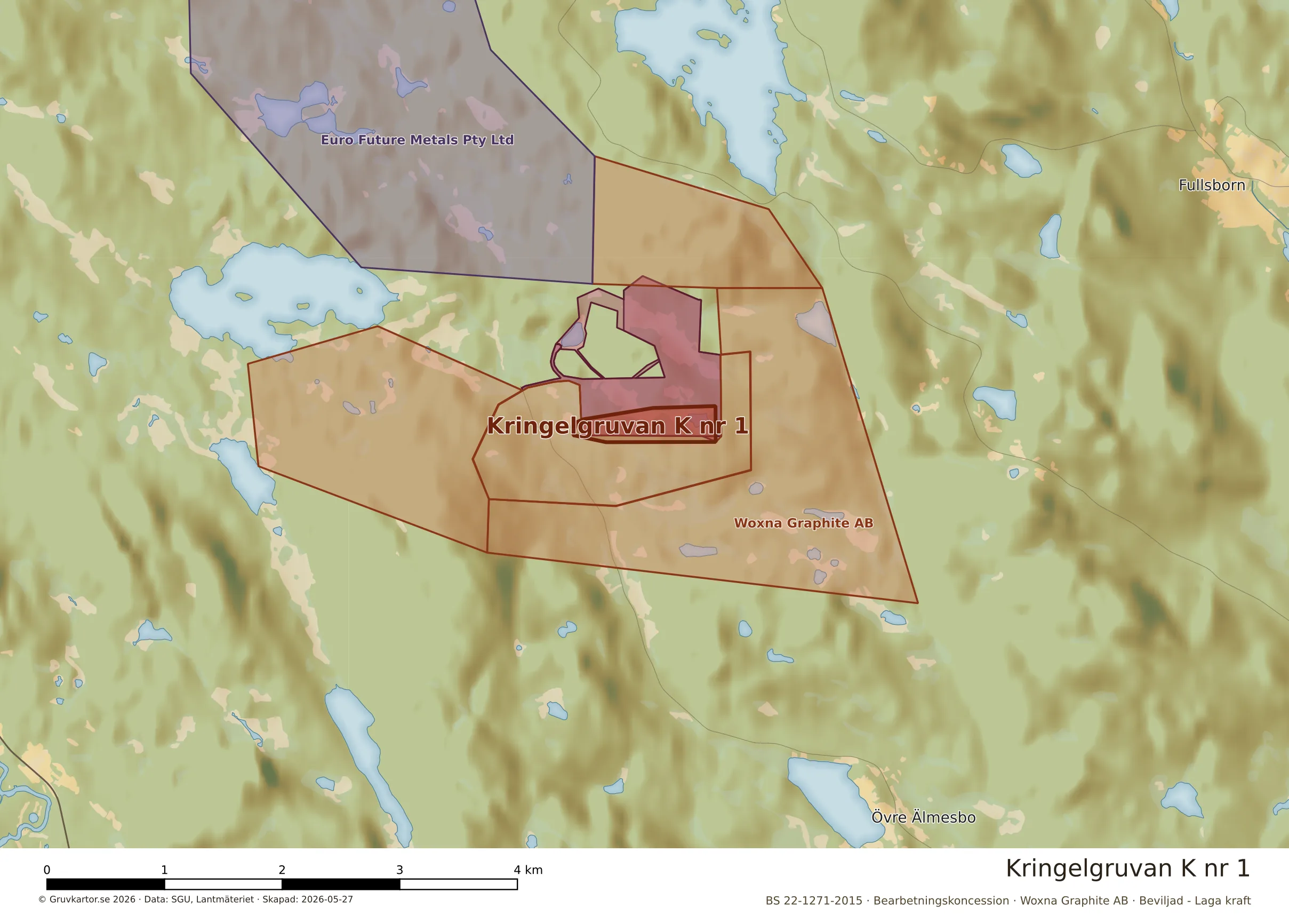 Närkarta över Kringelgruvan K nr 1