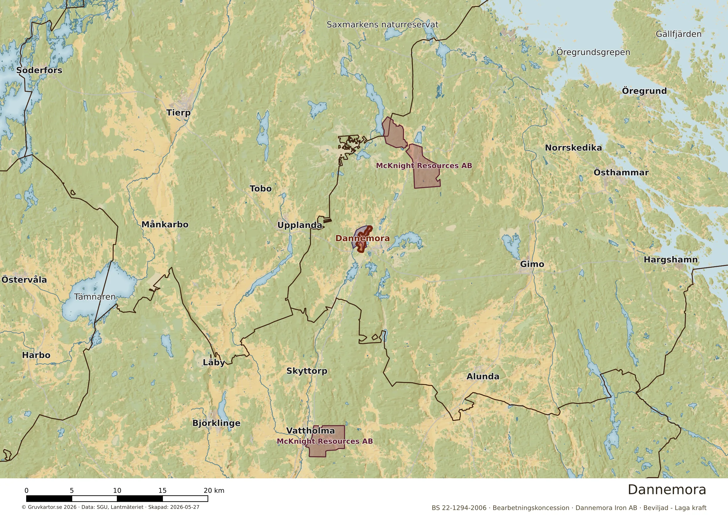 Översiktskarta över Dannemora i sitt landskap