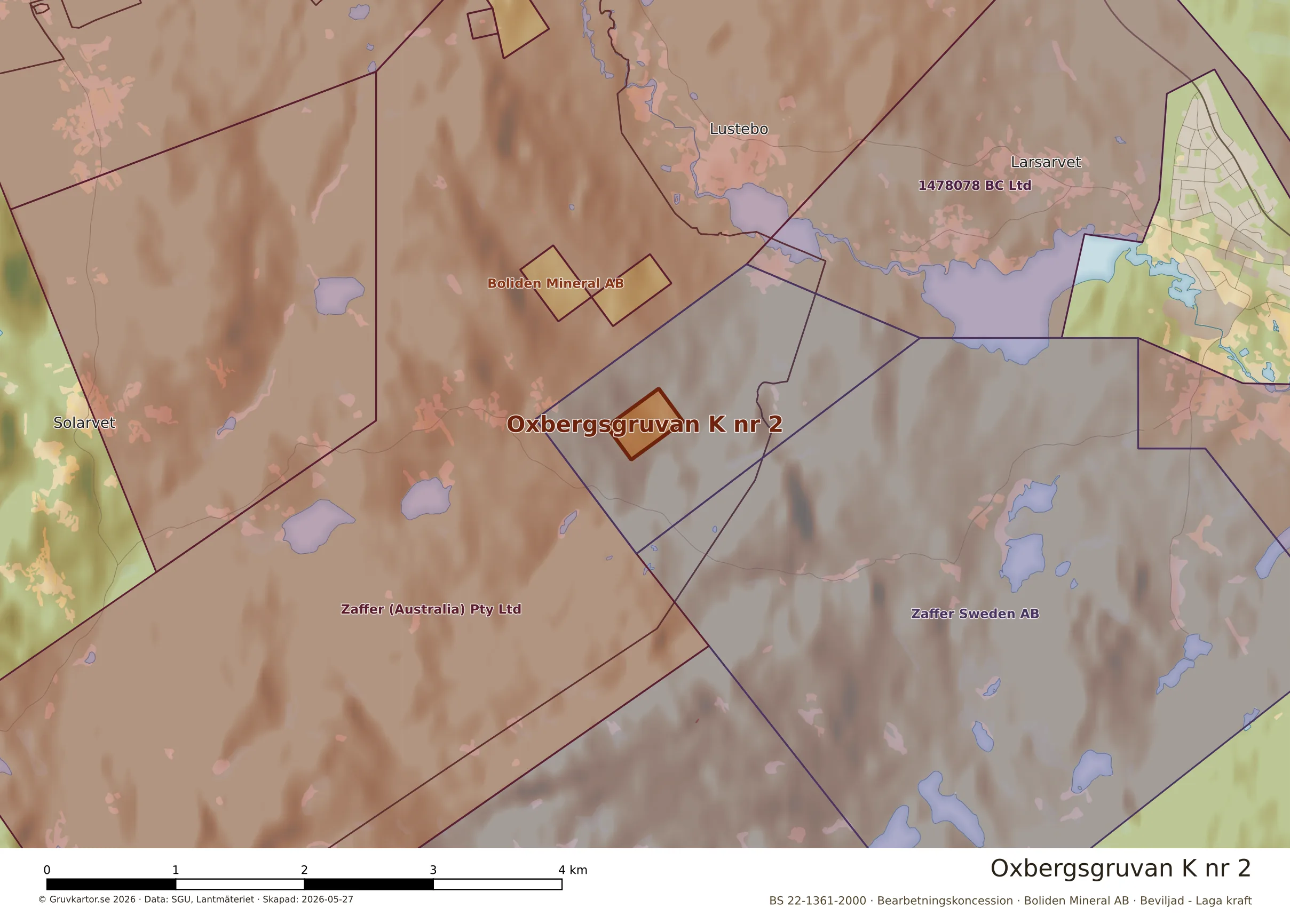Närkarta över Oxbergsgruvan K nr 2
