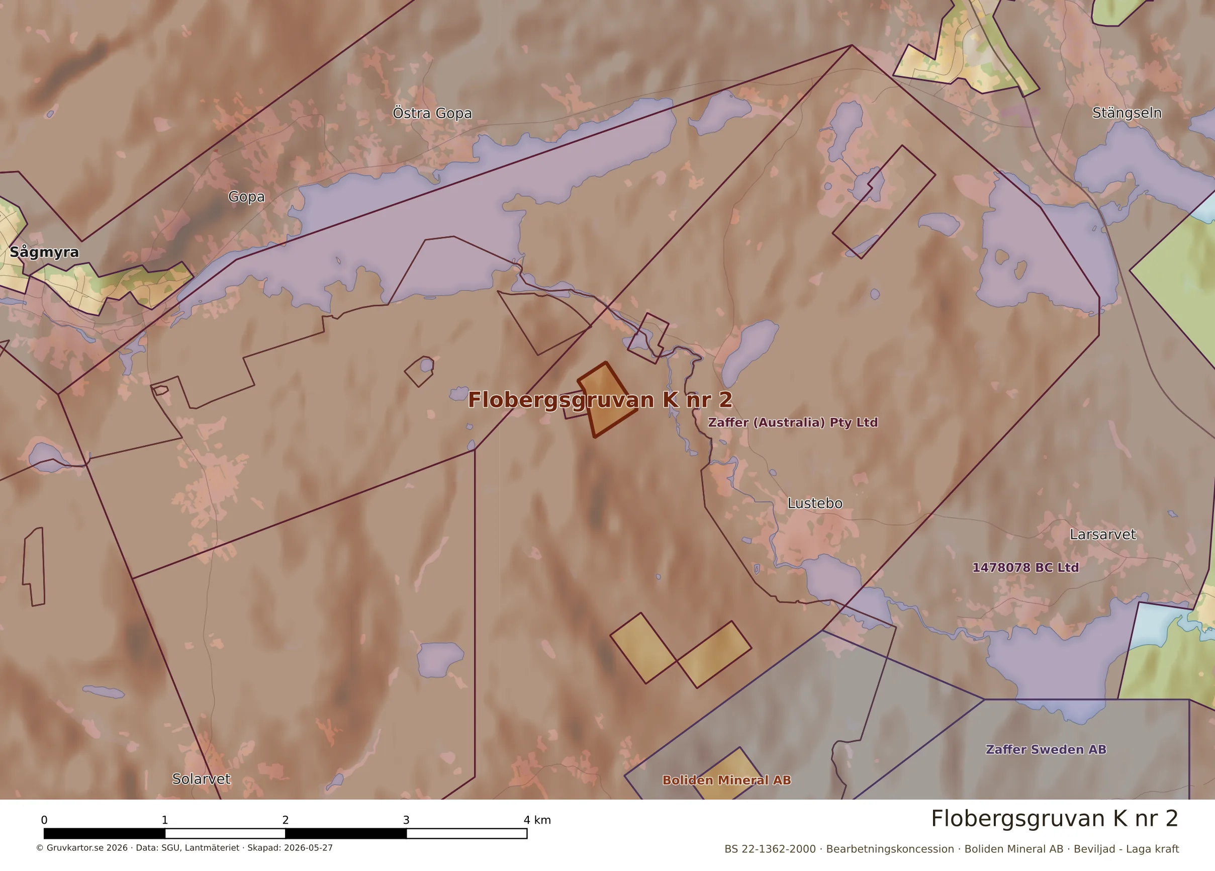 Närkarta över Flobergsgruvan K nr 2