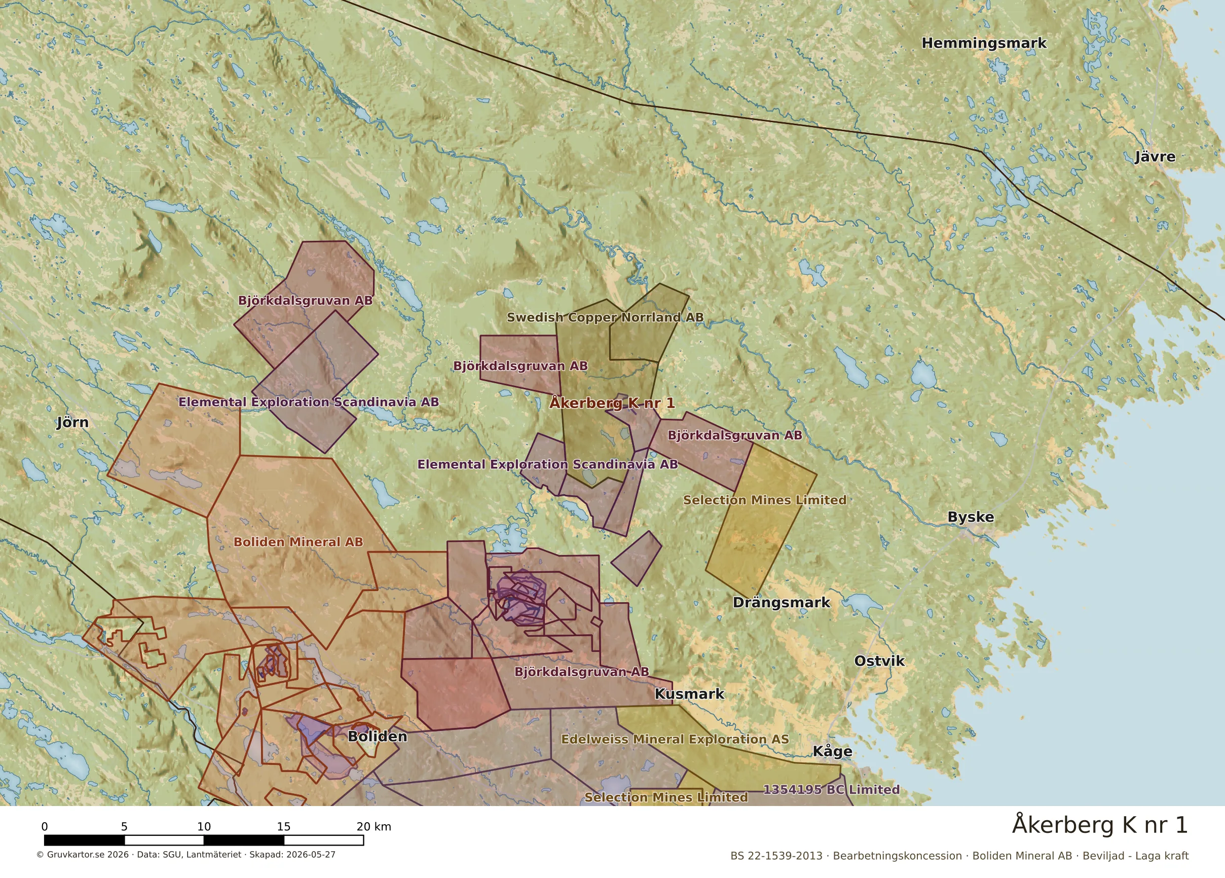 Översiktskarta över Åkerberg K nr 1 i sitt landskap