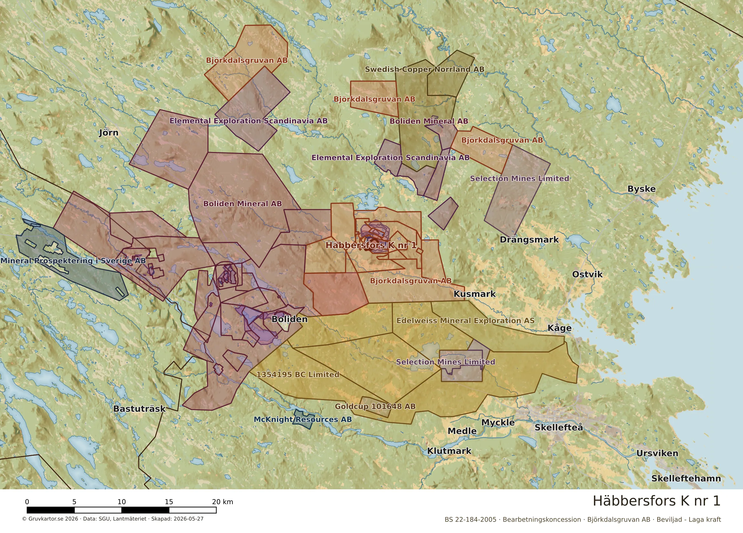 Översiktskarta över Häbbersfors K nr 1 i sitt landskap