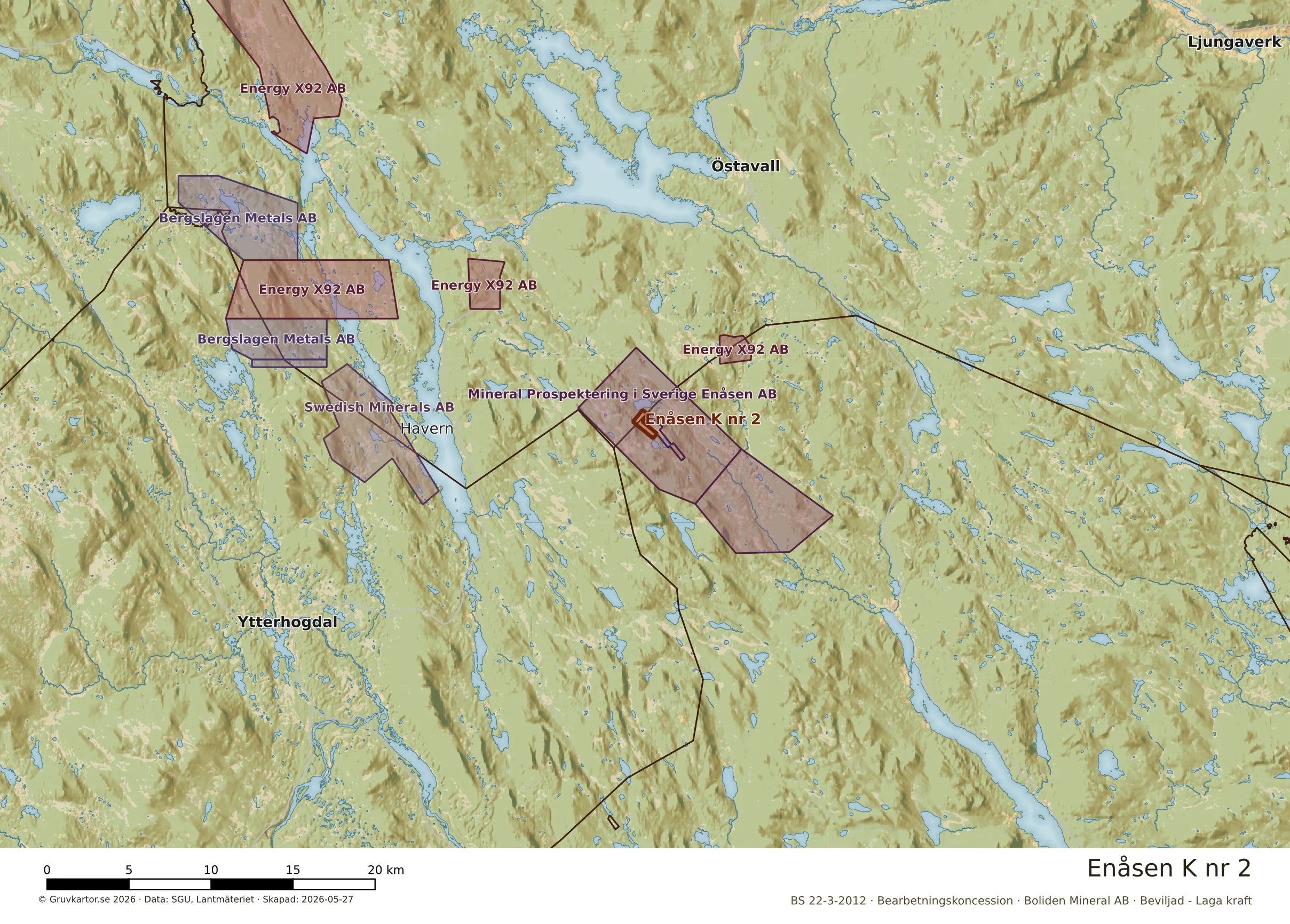 Översiktskarta över Enåsen K nr 2 i sitt landskap