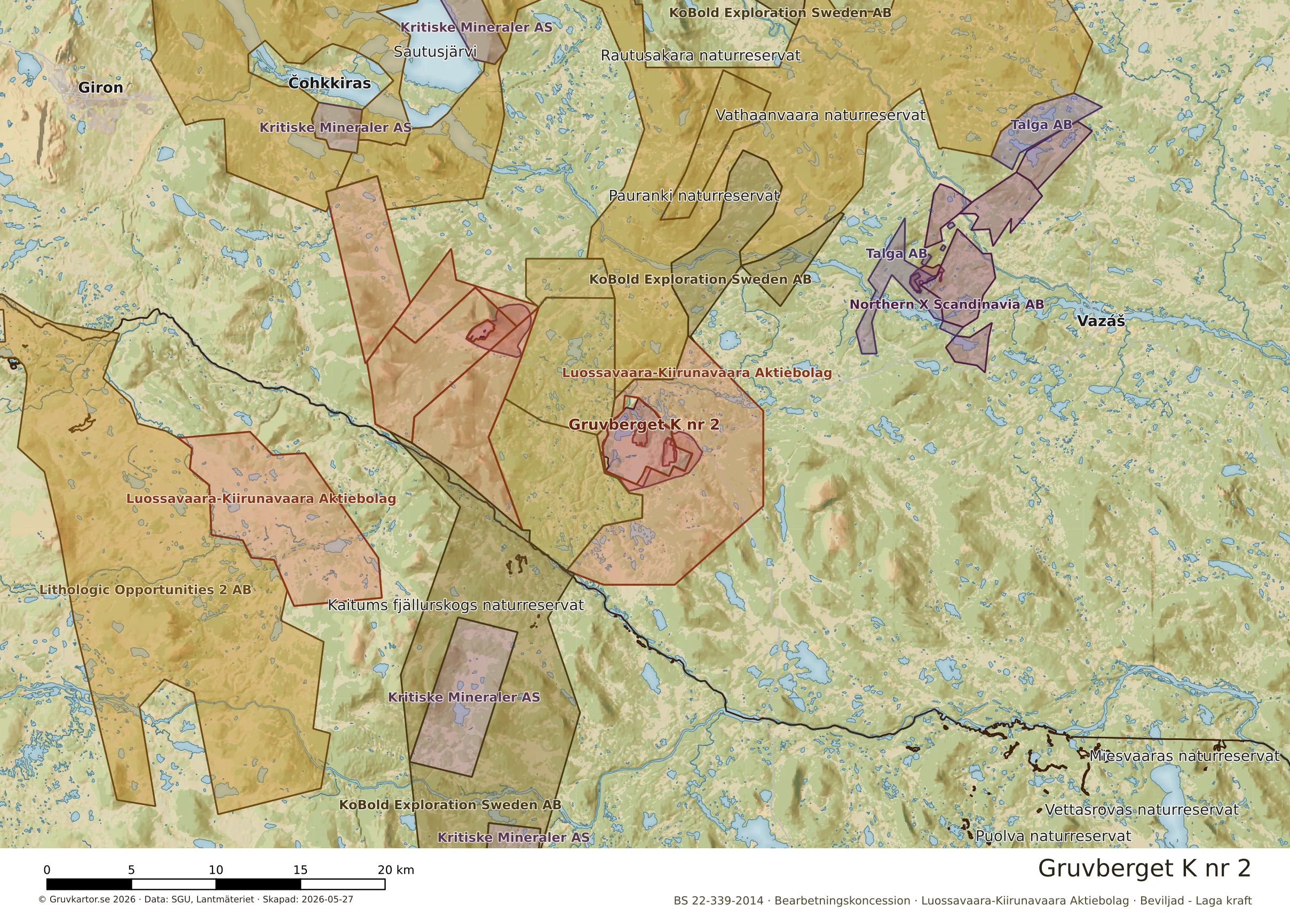Översiktskarta över Gruvberget K nr 2 i sitt landskap