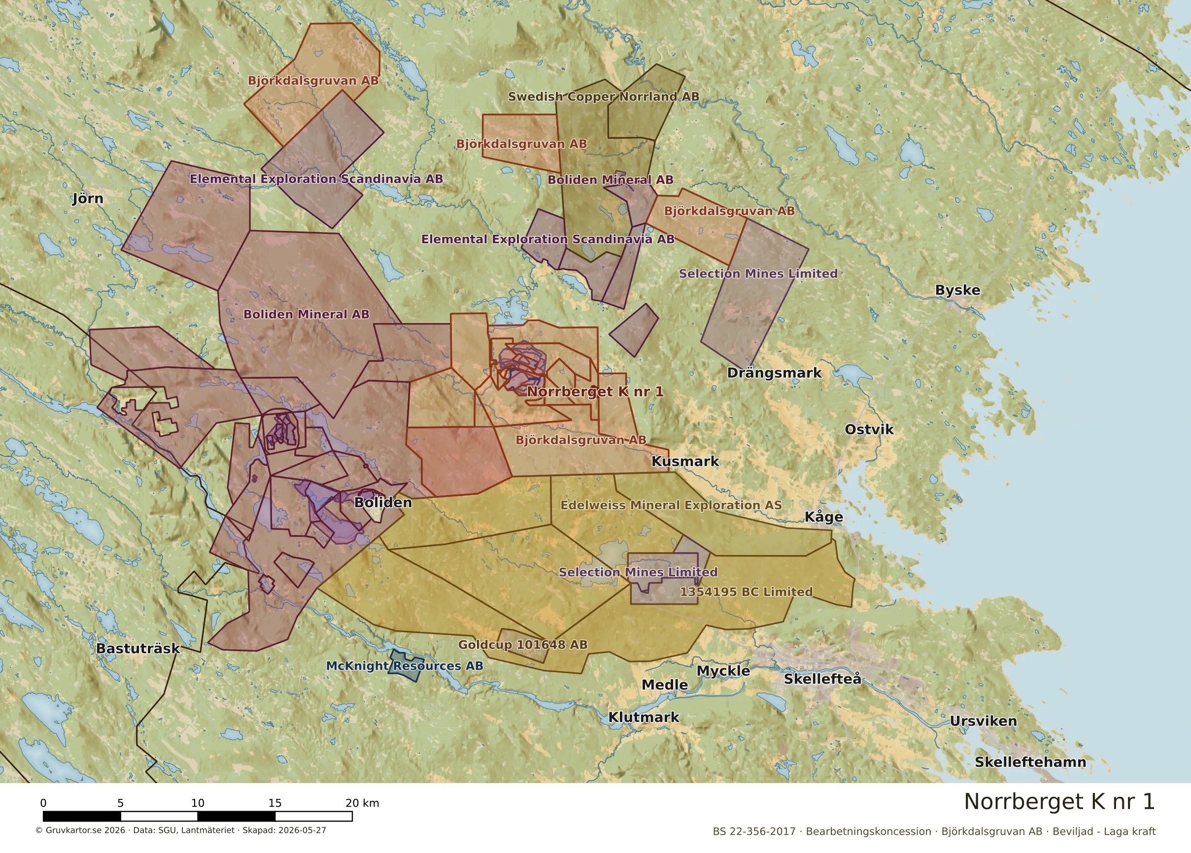 Översiktskarta över Norrberget K nr 1 i sitt landskap