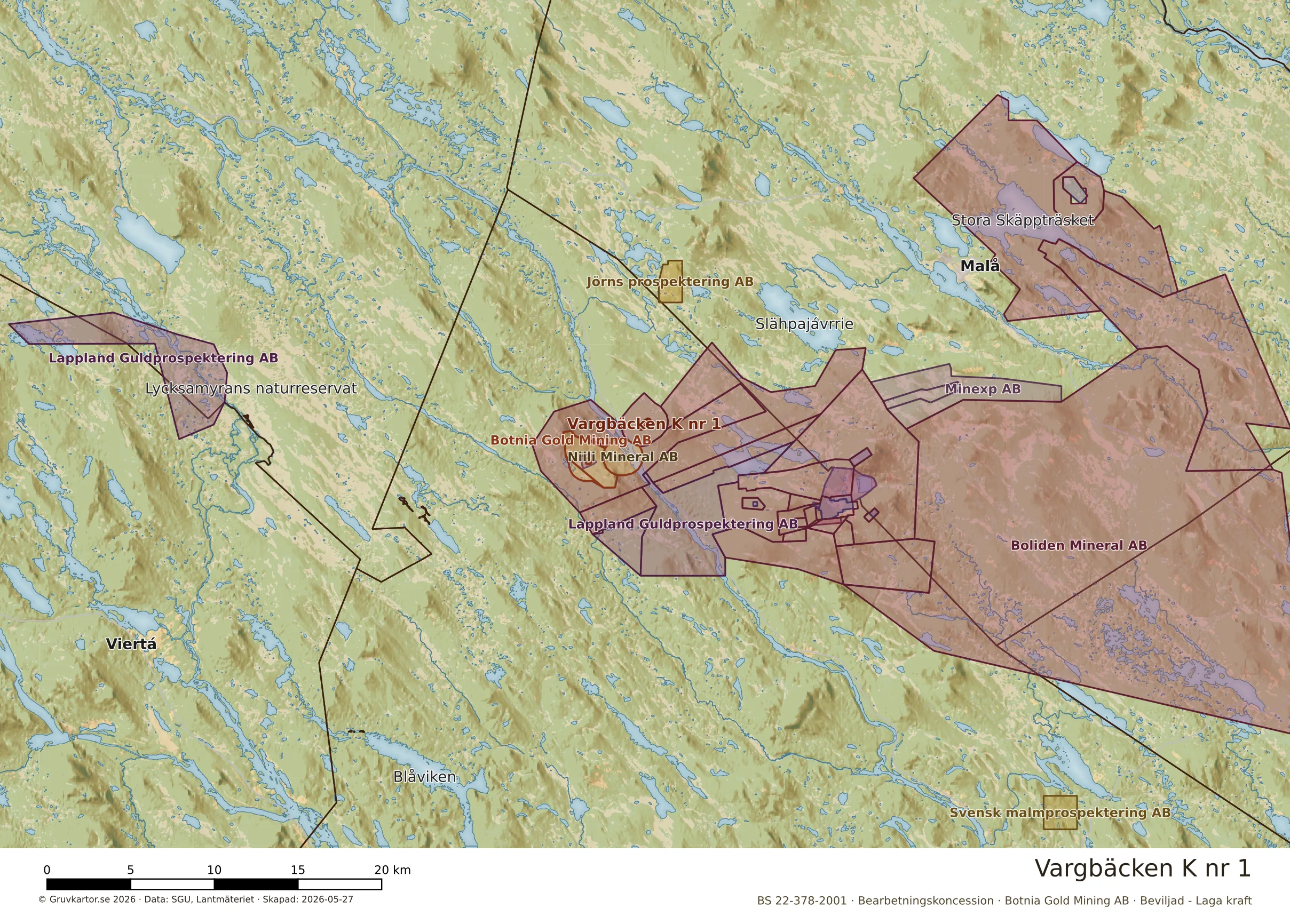 Översiktskarta över Vargbäcken K nr 1 i sitt landskap