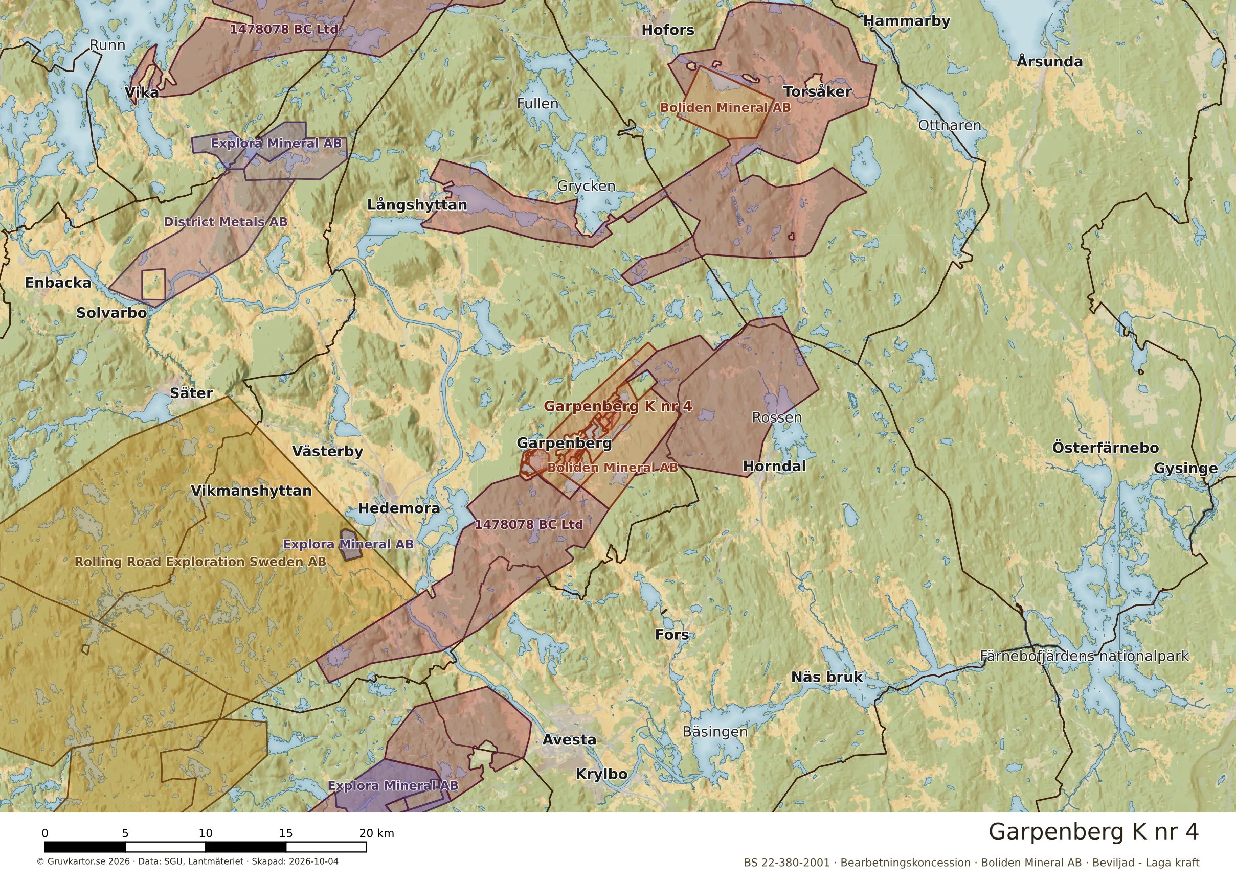Översiktskarta över Garpenberg K nr 4 i sitt landskap