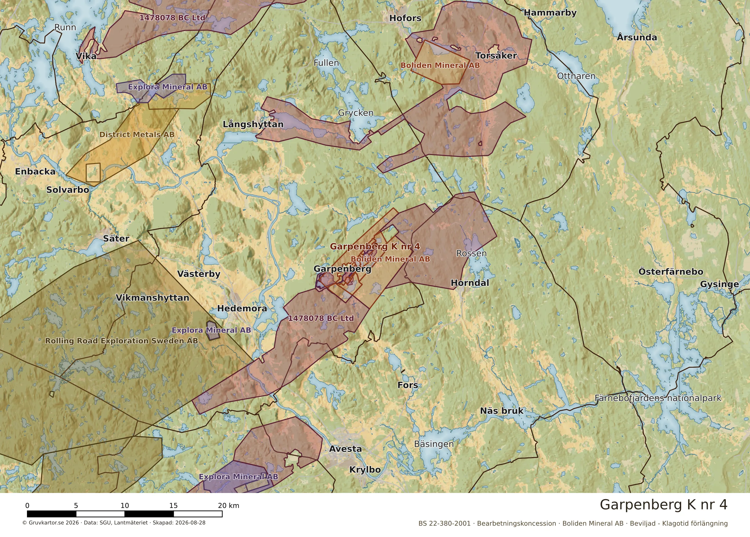 Översiktskarta över Garpenberg K nr 4 i sitt landskap