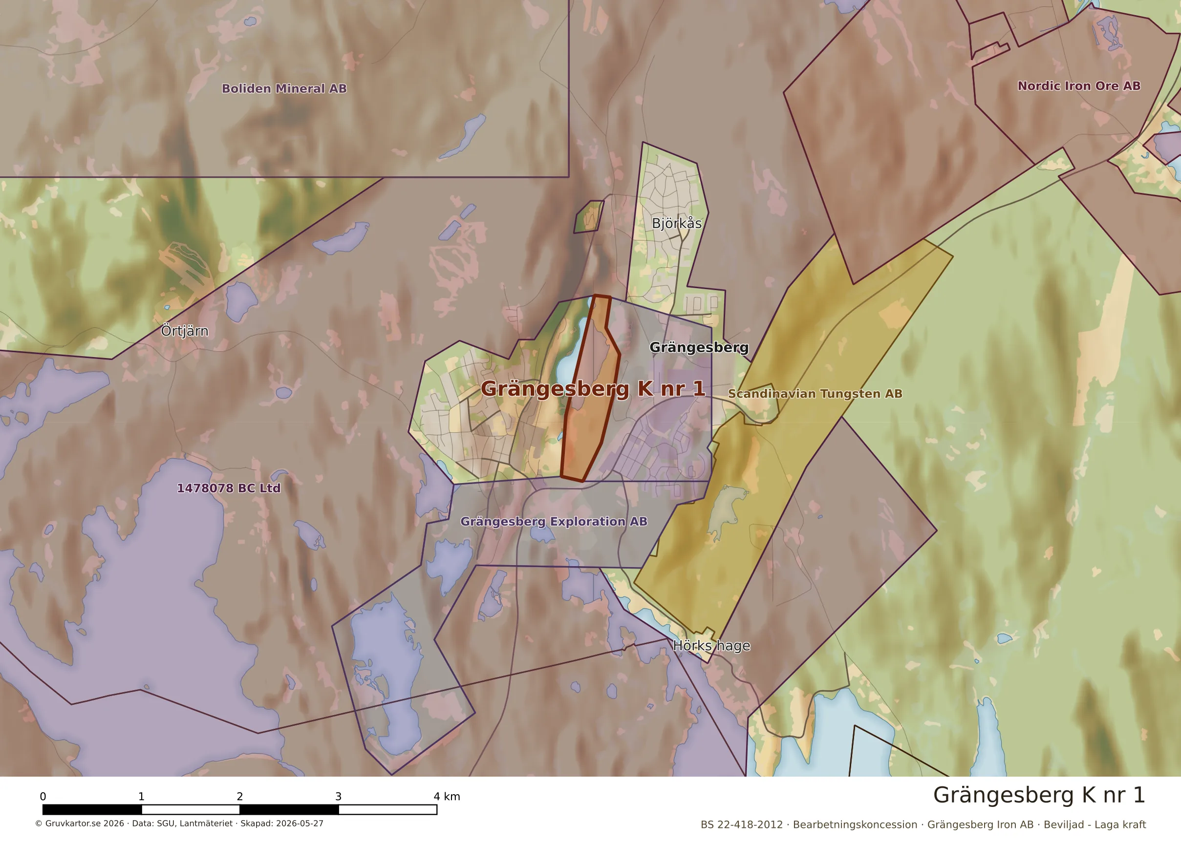 Närkarta över Grängesberg K nr 1