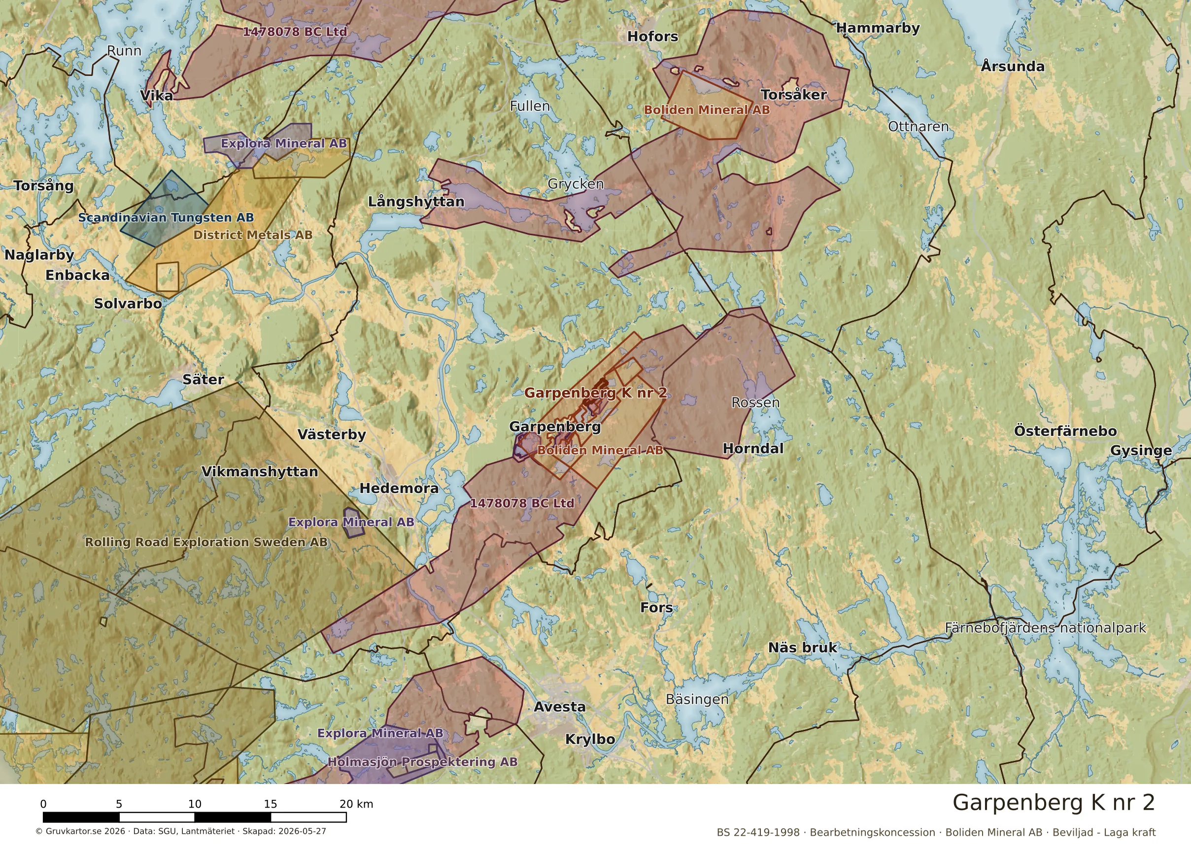 Översiktskarta över Garpenberg K nr 2 i sitt landskap