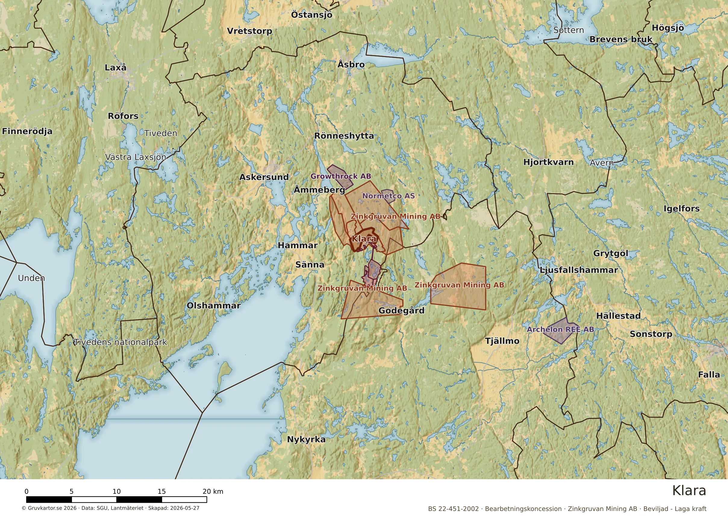 Översiktskarta över Klara i sitt landskap