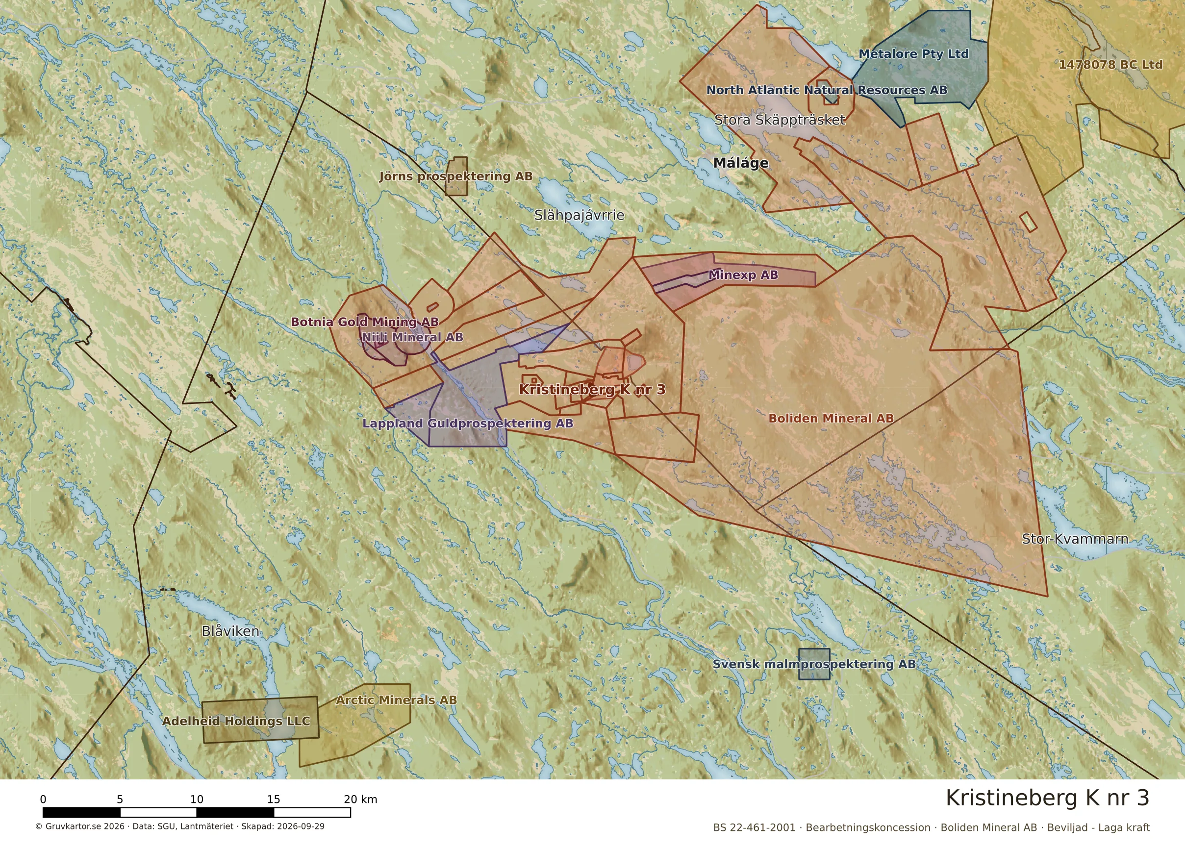 Översiktskarta över Kristineberg K nr 3 i sitt landskap