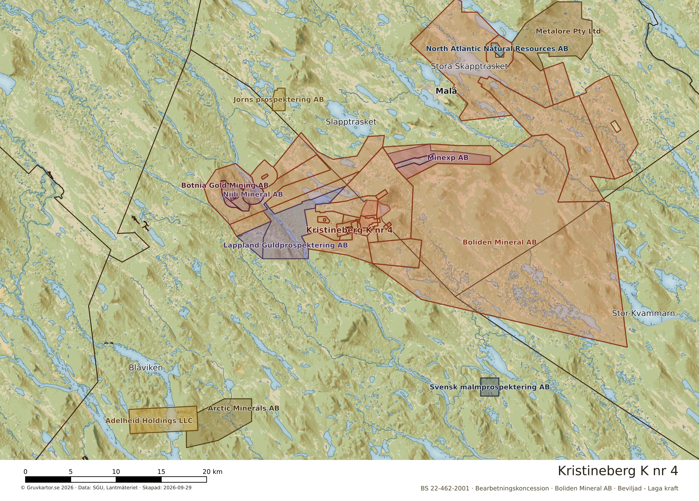 Översiktskarta över Kristineberg K nr 4 i sitt landskap