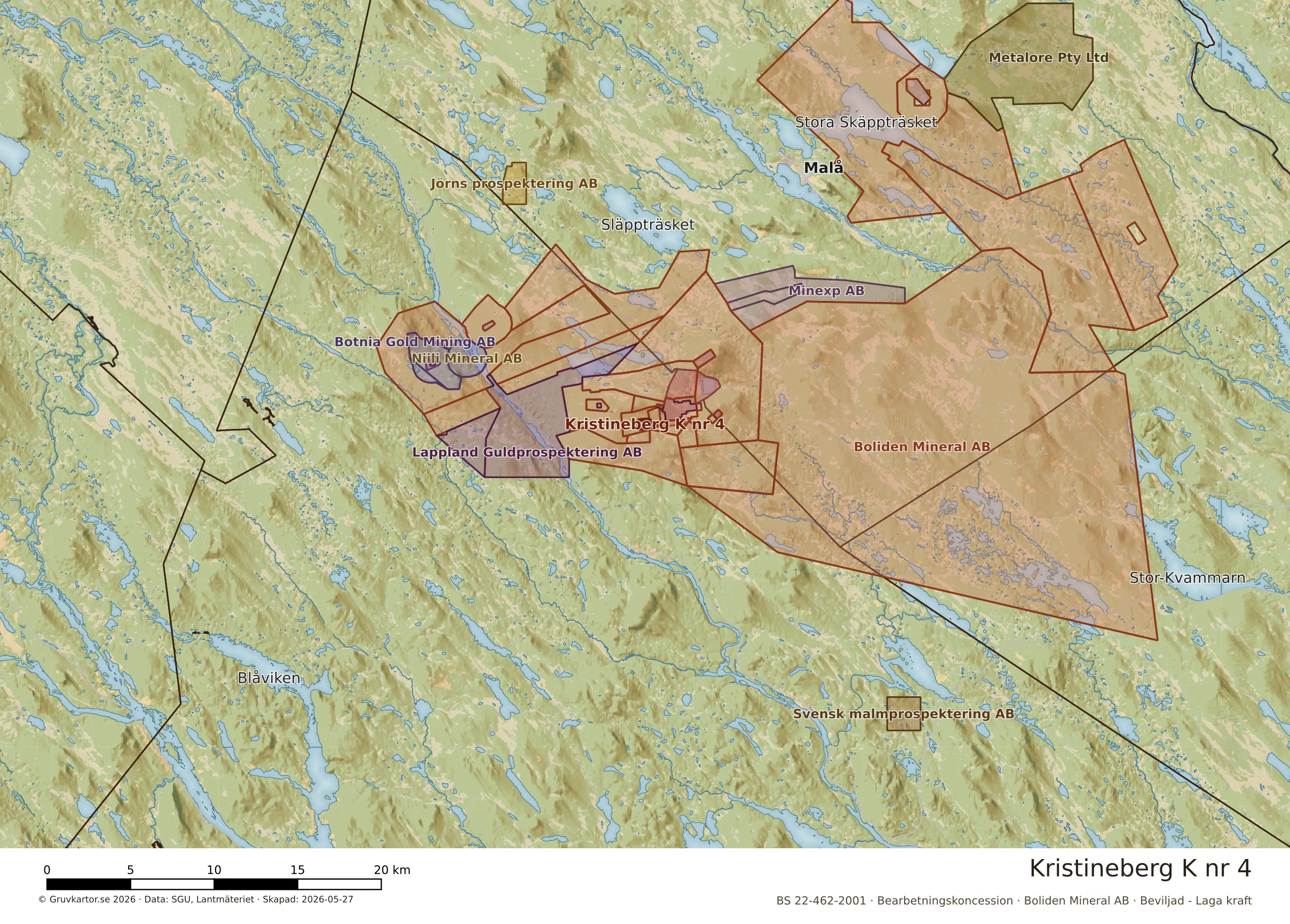 Översiktskarta över Kristineberg K nr 4 i sitt landskap