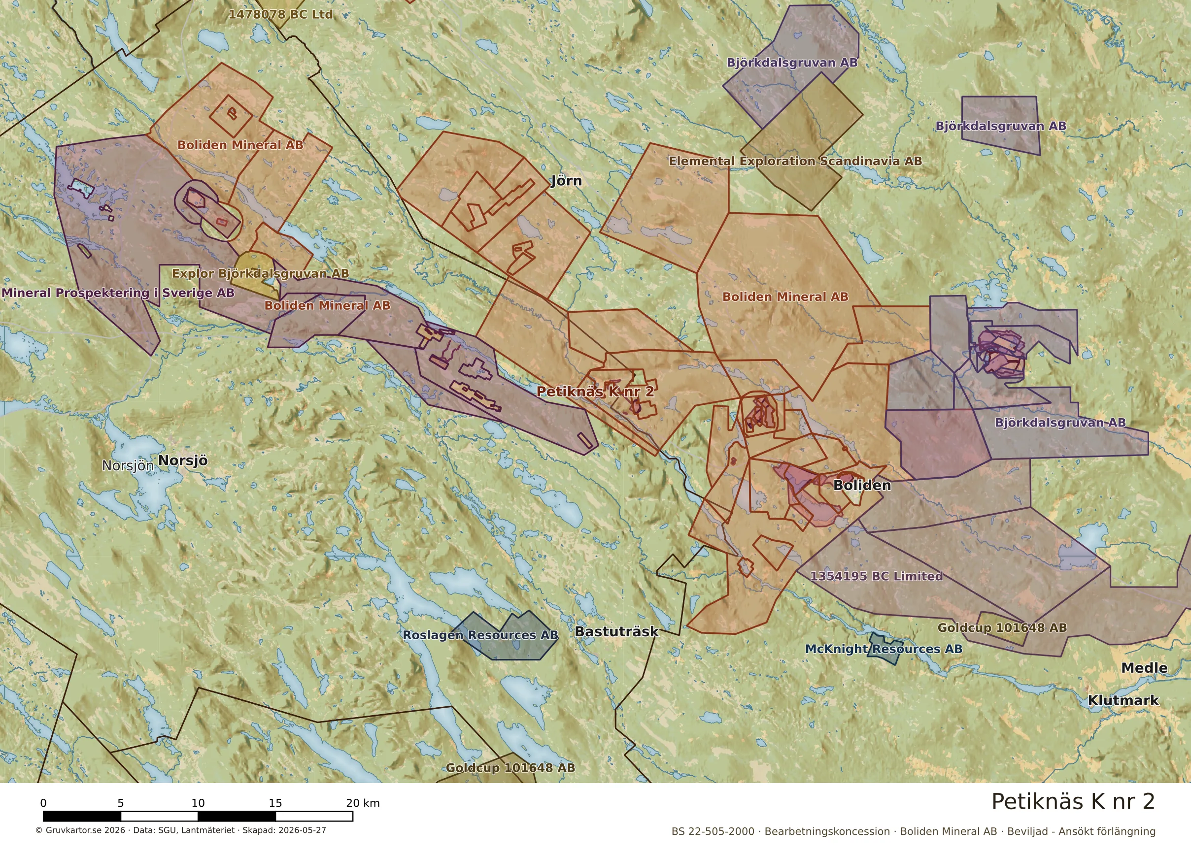 Översiktskarta över Petiknäs K nr 2 i sitt landskap