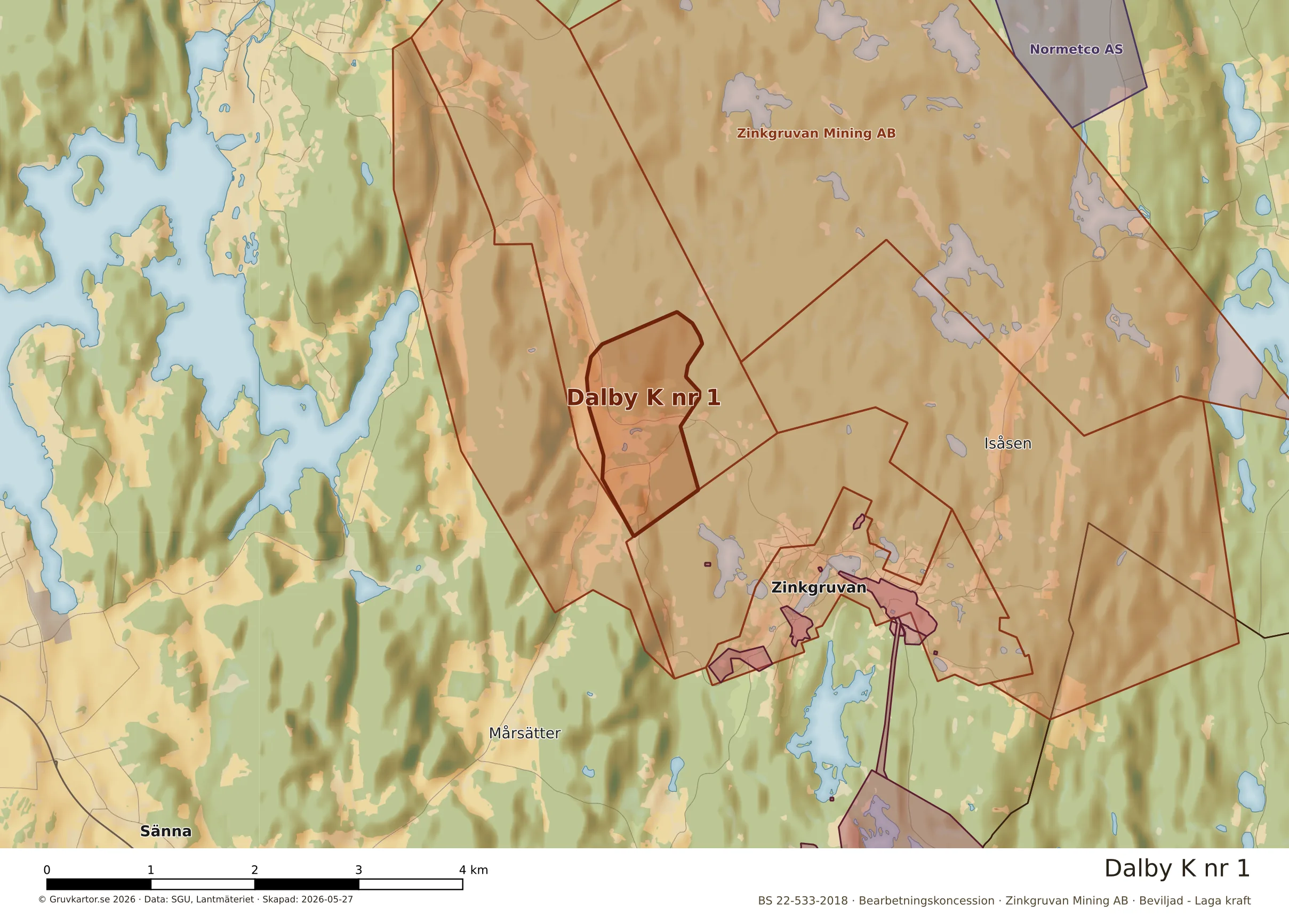 Närkarta över Dalby K nr 1