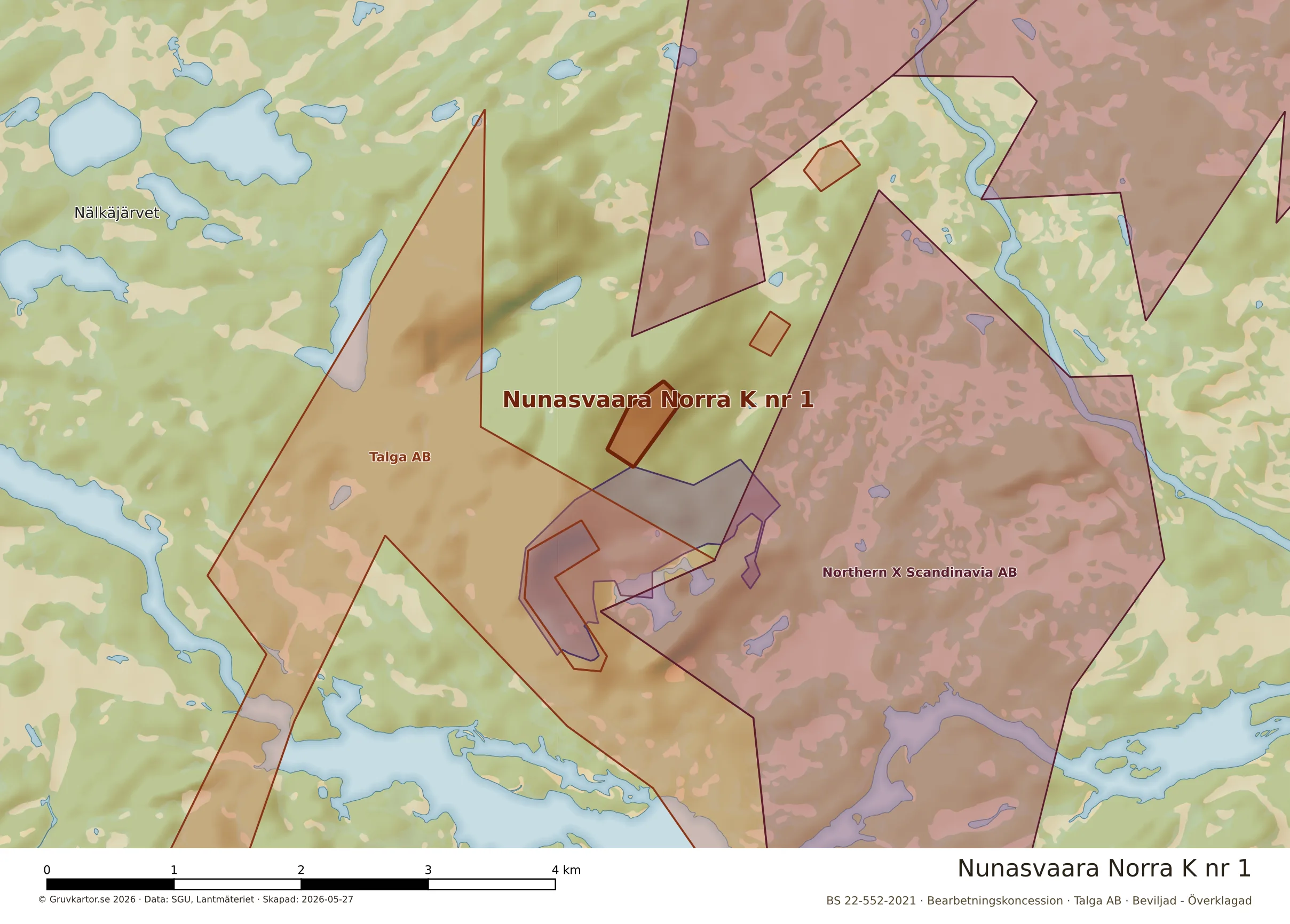 Närkarta över Nunasvaara Norra K nr 1