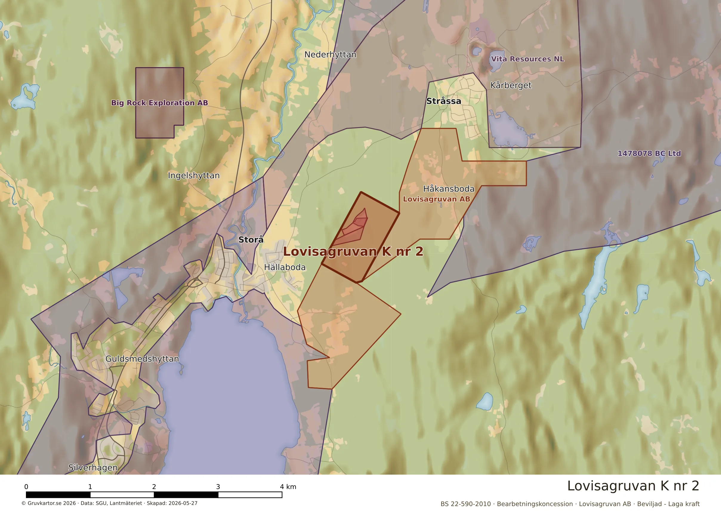 Närkarta över Lovisagruvan K nr 2