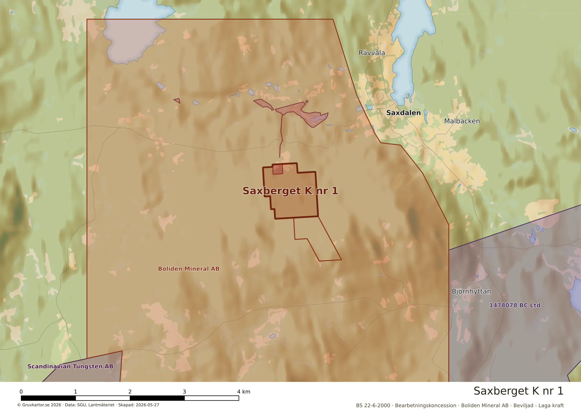 Närkarta över Saxberget K nr 1