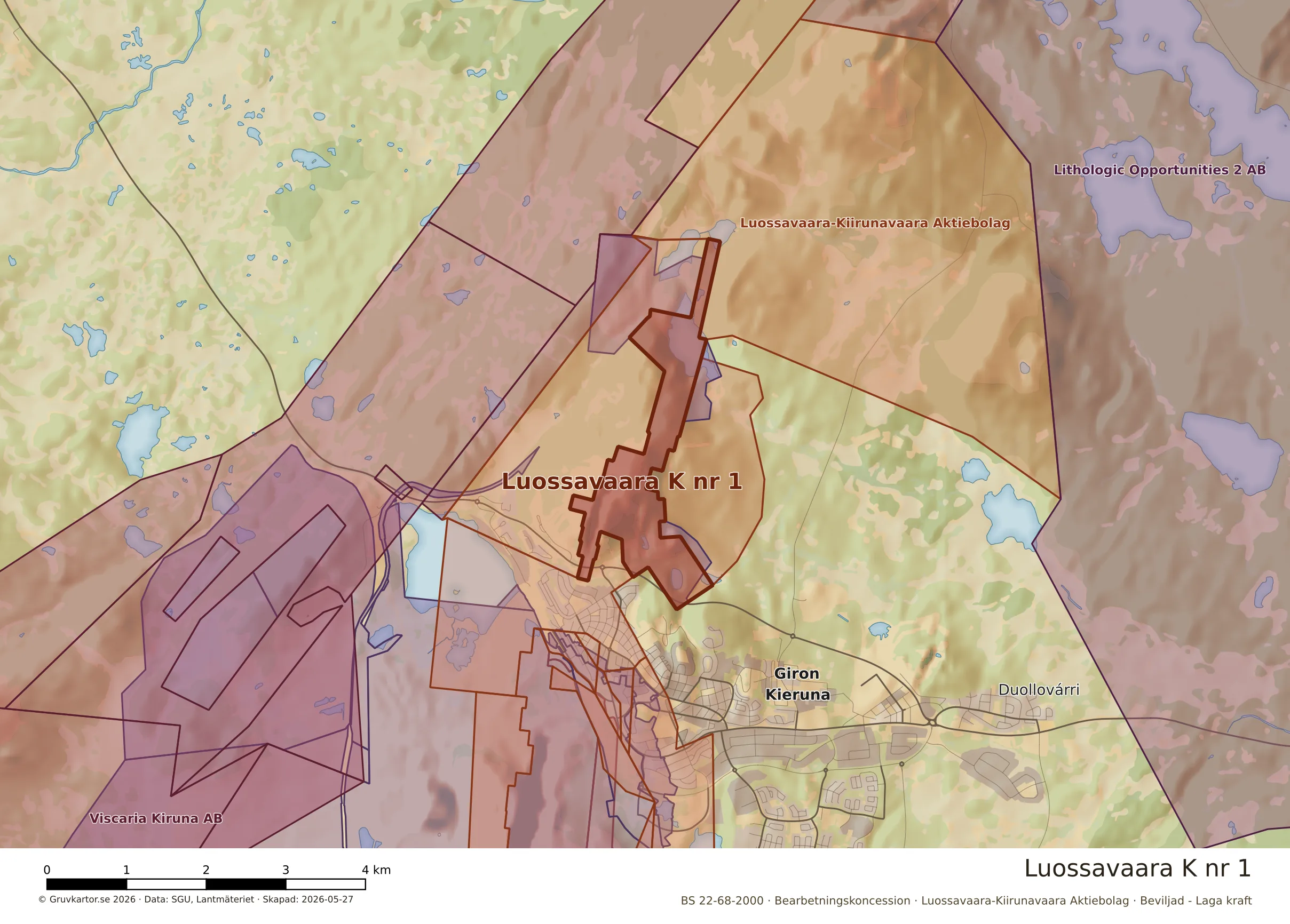 Närkarta över Luossavaara K nr 1