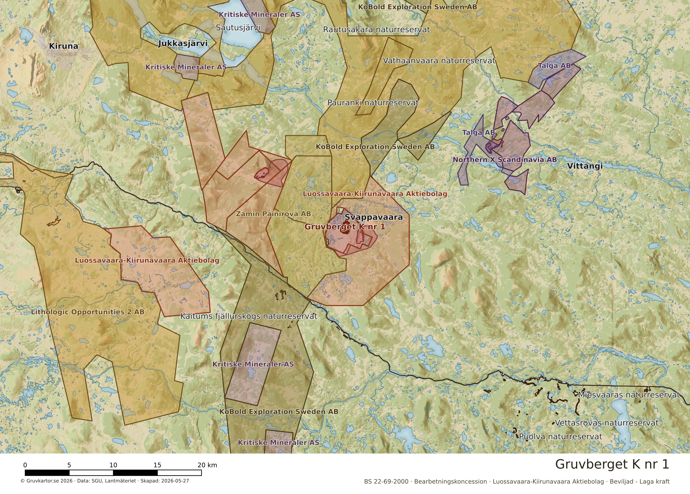 Översiktskarta över Gruvberget K nr 1 i sitt landskap