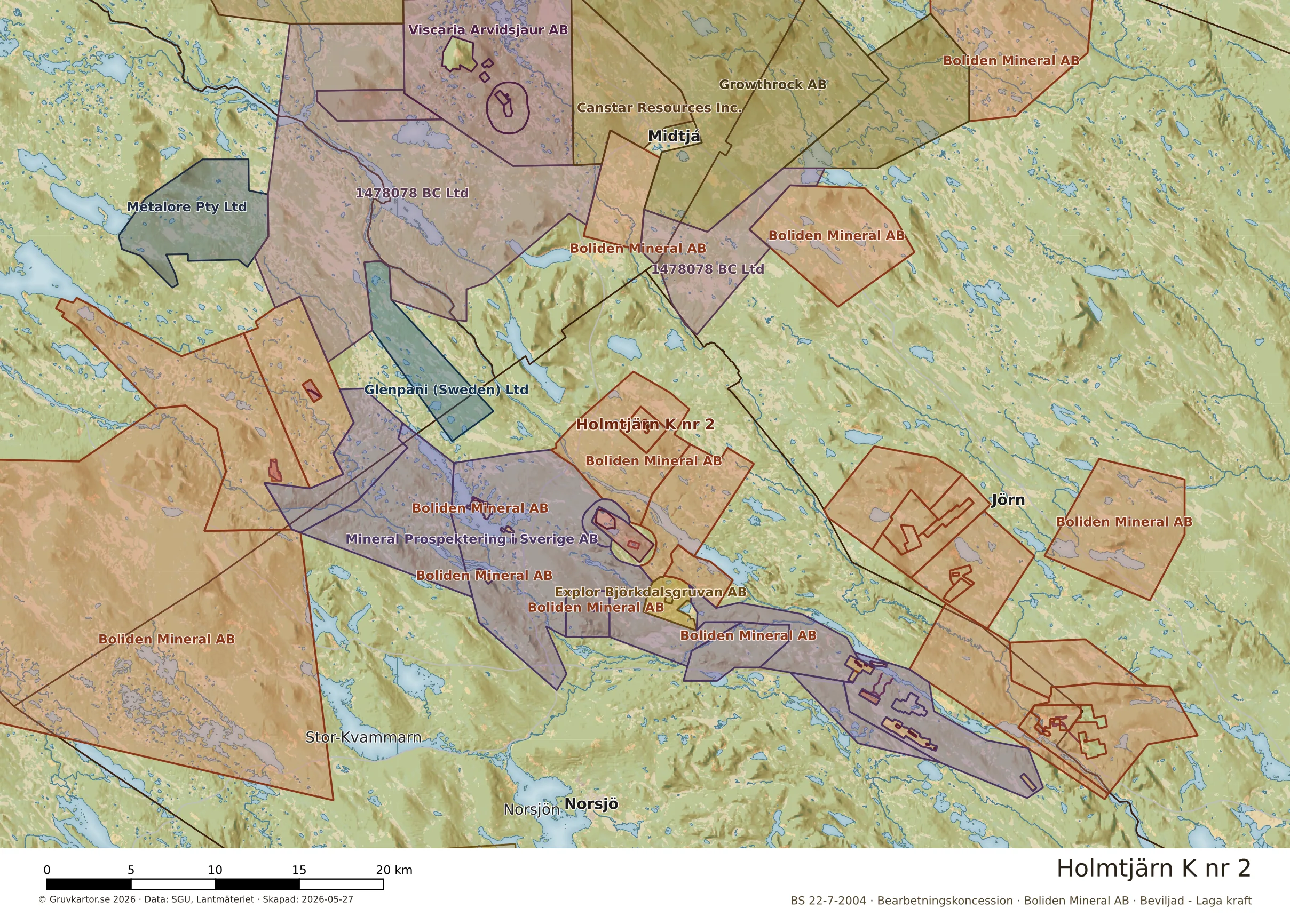 Översiktskarta över Holmtjärn K nr 2 i sitt landskap