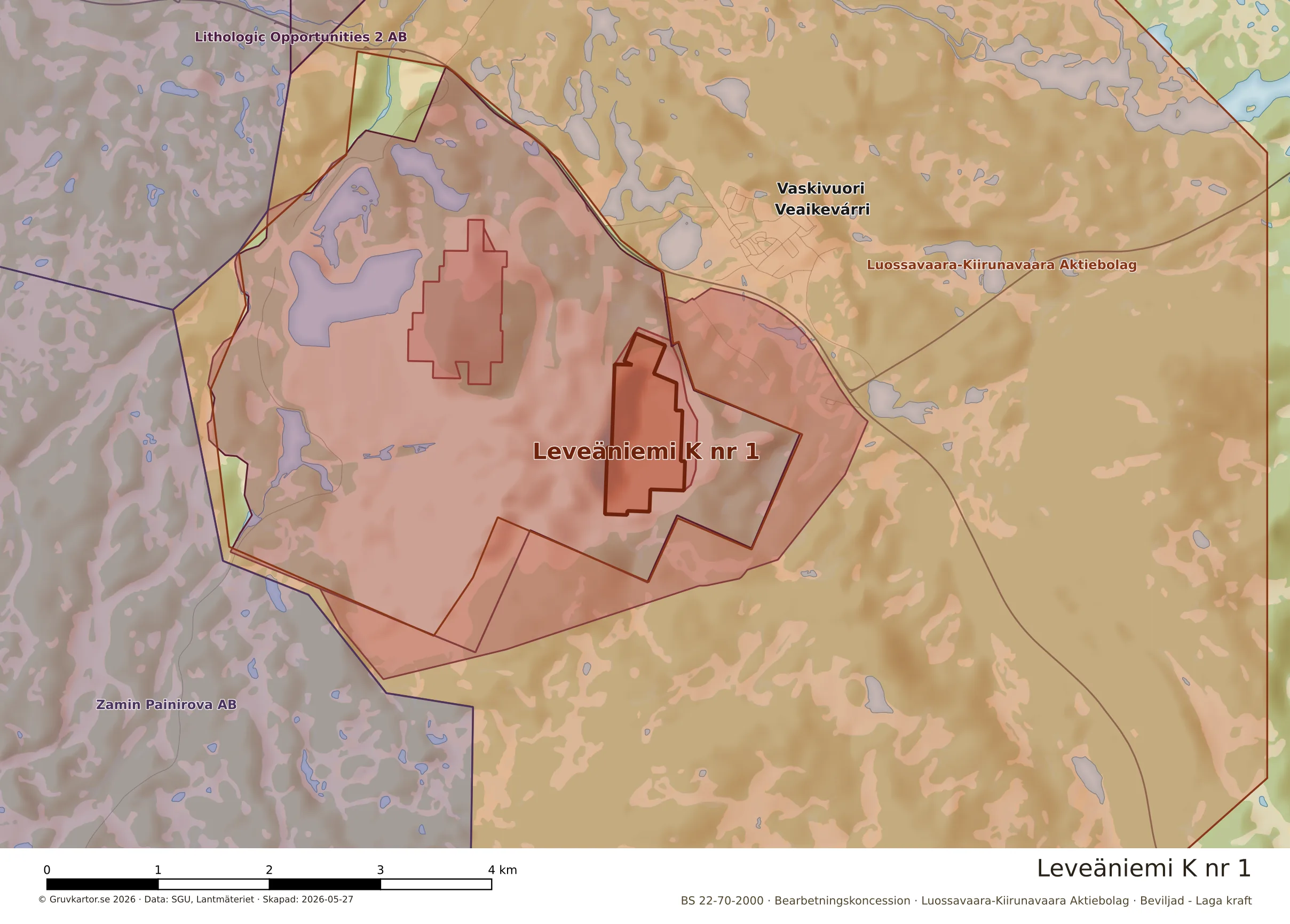 Närkarta över Leveäniemi K nr 1