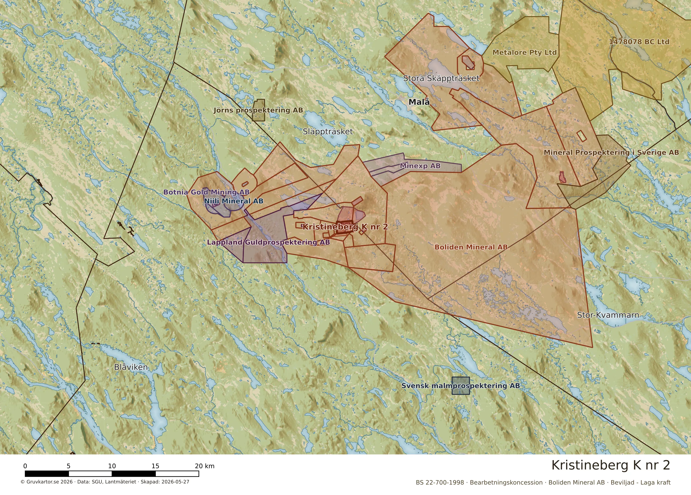 Översiktskarta över Kristineberg K nr 2 i sitt landskap